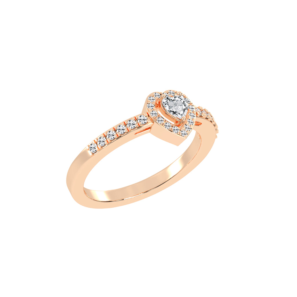 30 CENTS HEART DIAMOND GOLD RING