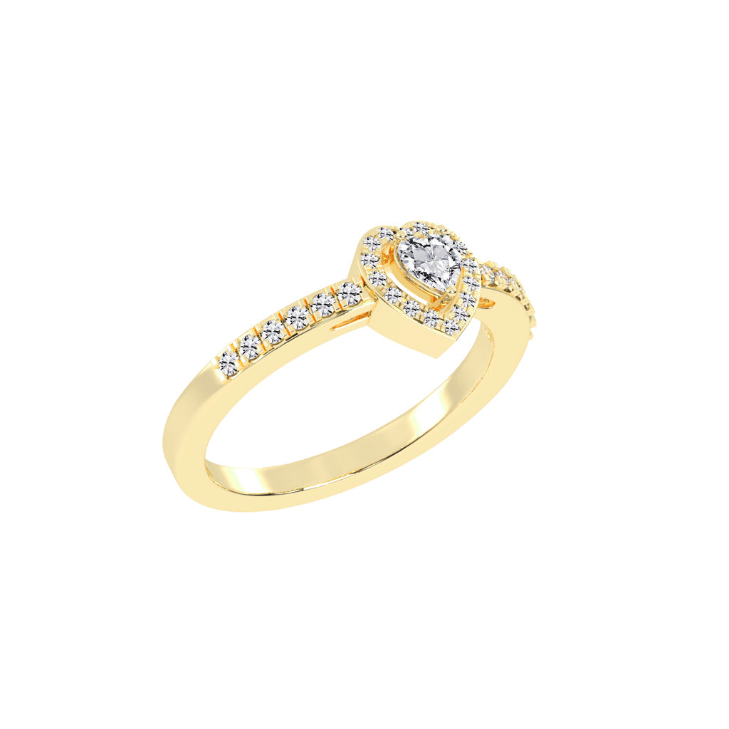 30 CENTS HEART DIAMOND GOLD RING