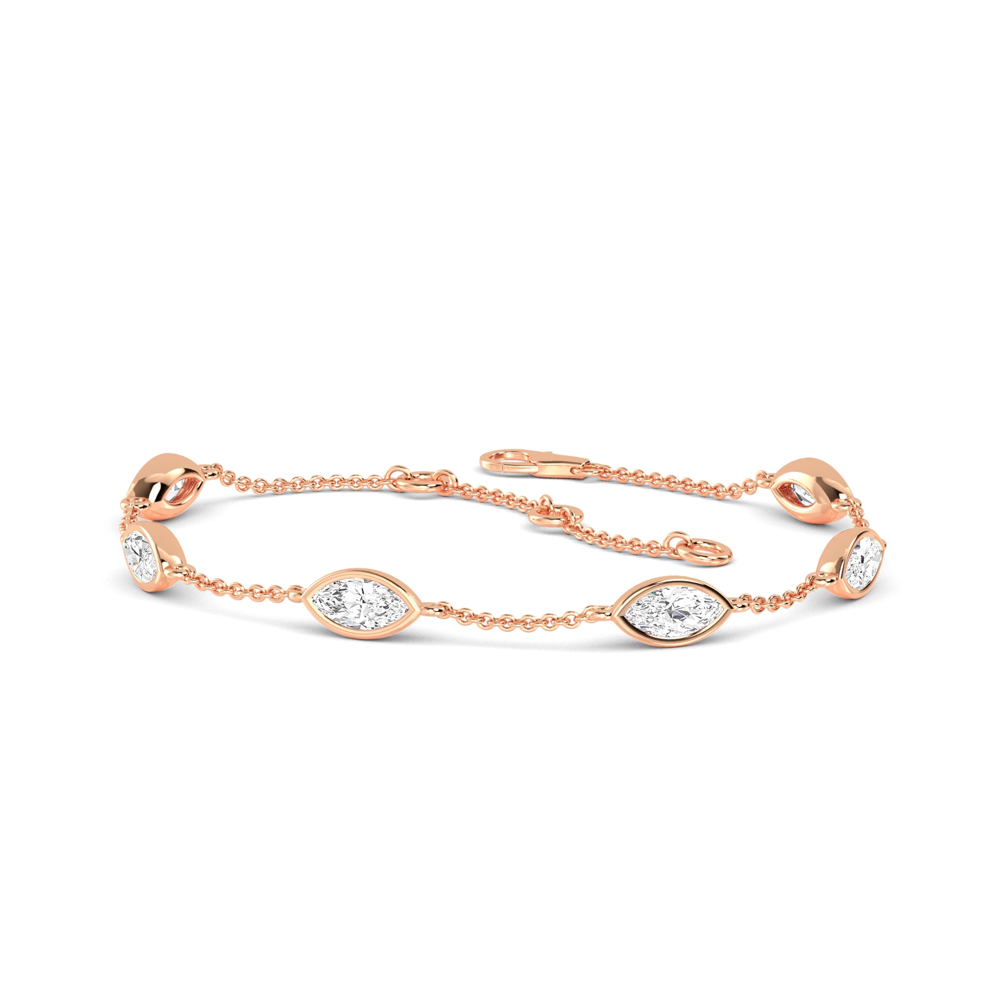 Elegant Marquise Diamond Gold Bracelet