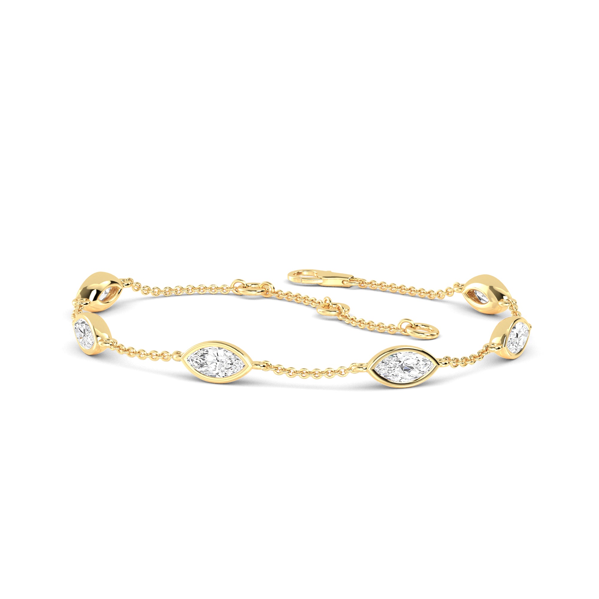 Elegant Marquise Diamond Gold Bracelet