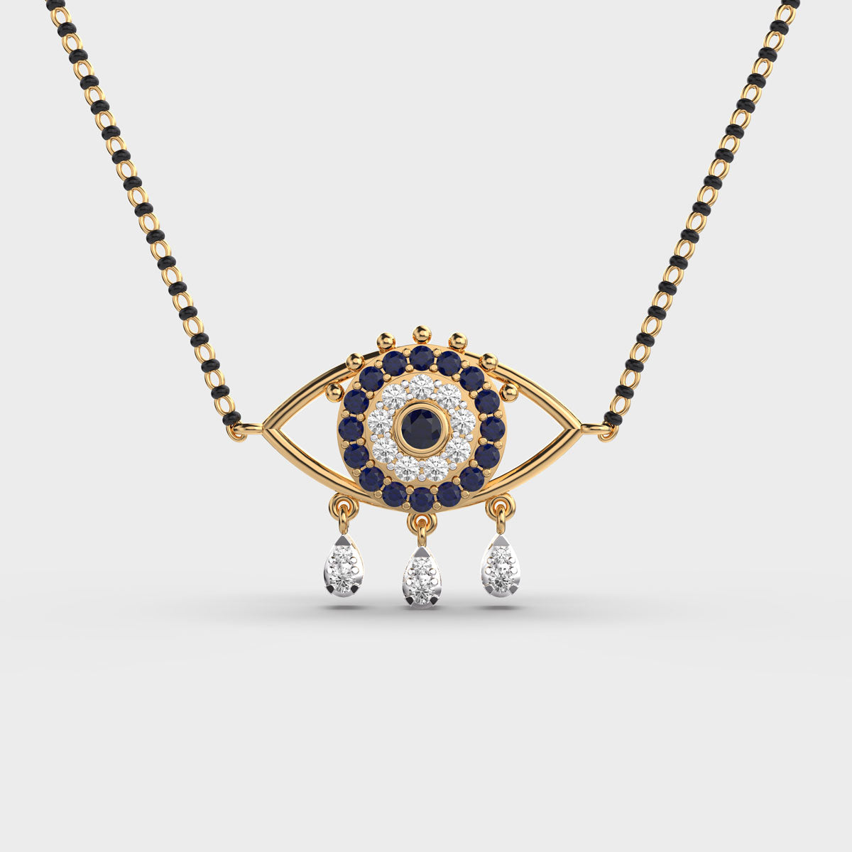 Starry Evil Eye Diamond Yellow Gold Mangalsutra (Without Chain)