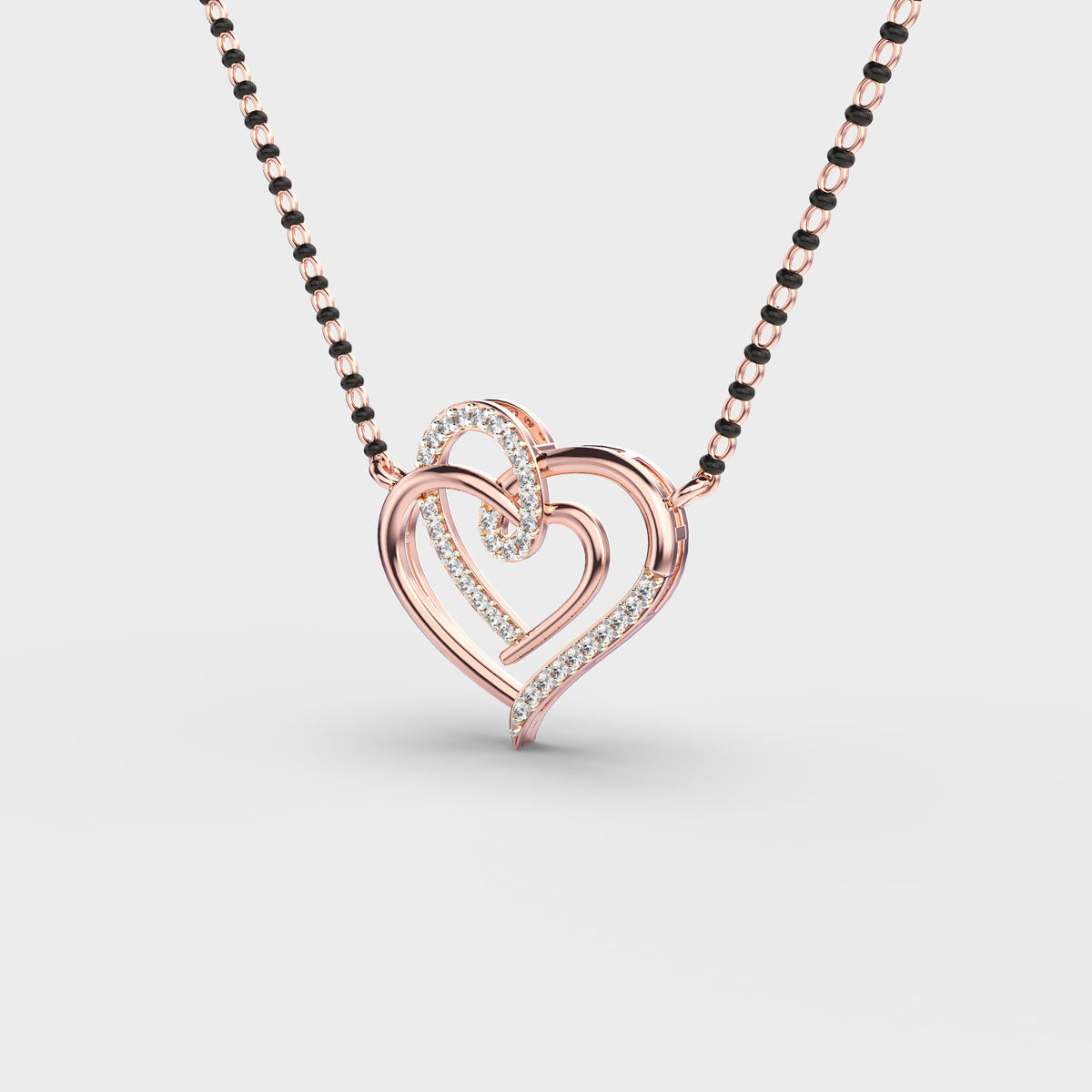 Connected Hearts Diamond Yellow Gold Mangalsutra (Without Chain)