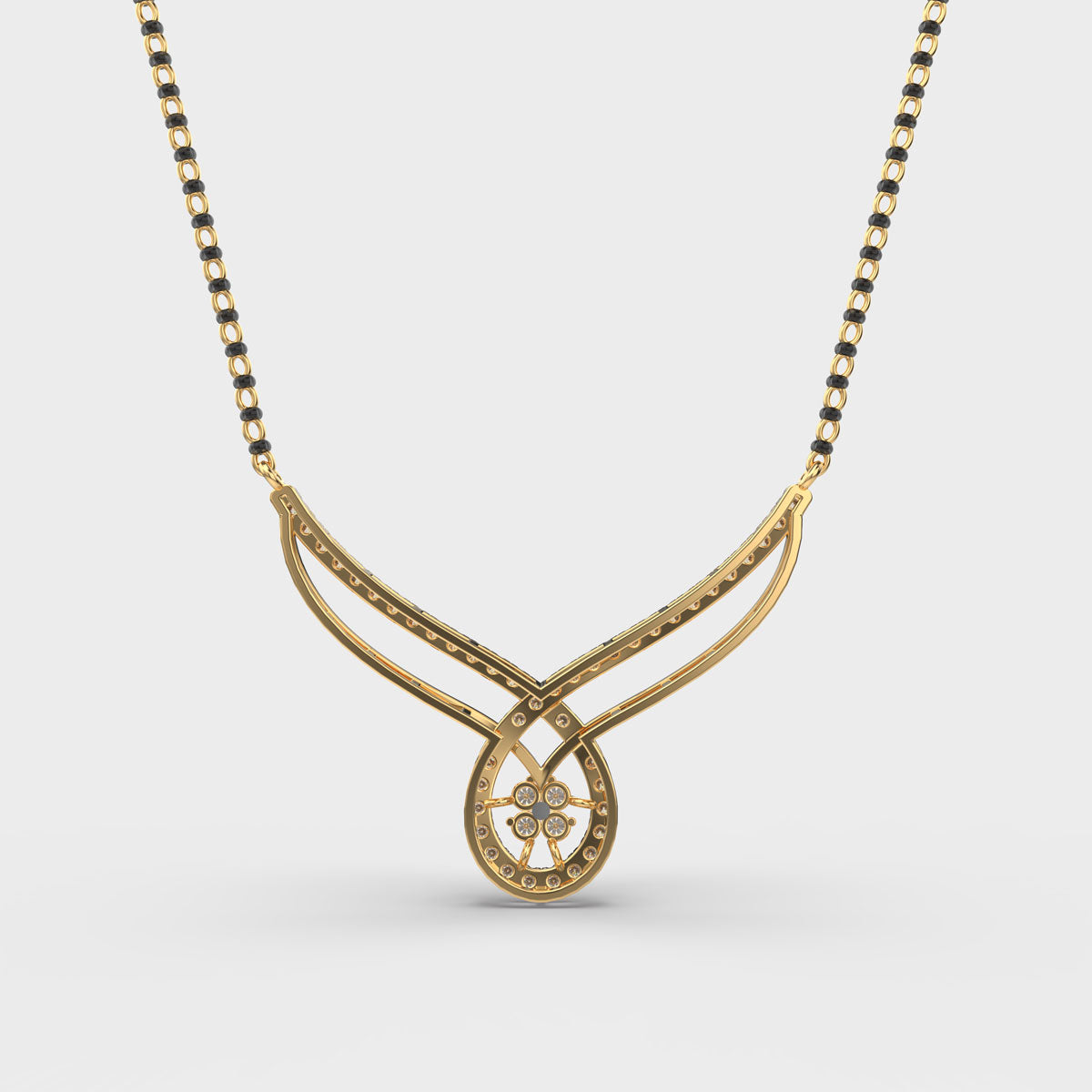 Flora and Drop Yellow Gold Mangalsutra (Without Chain)