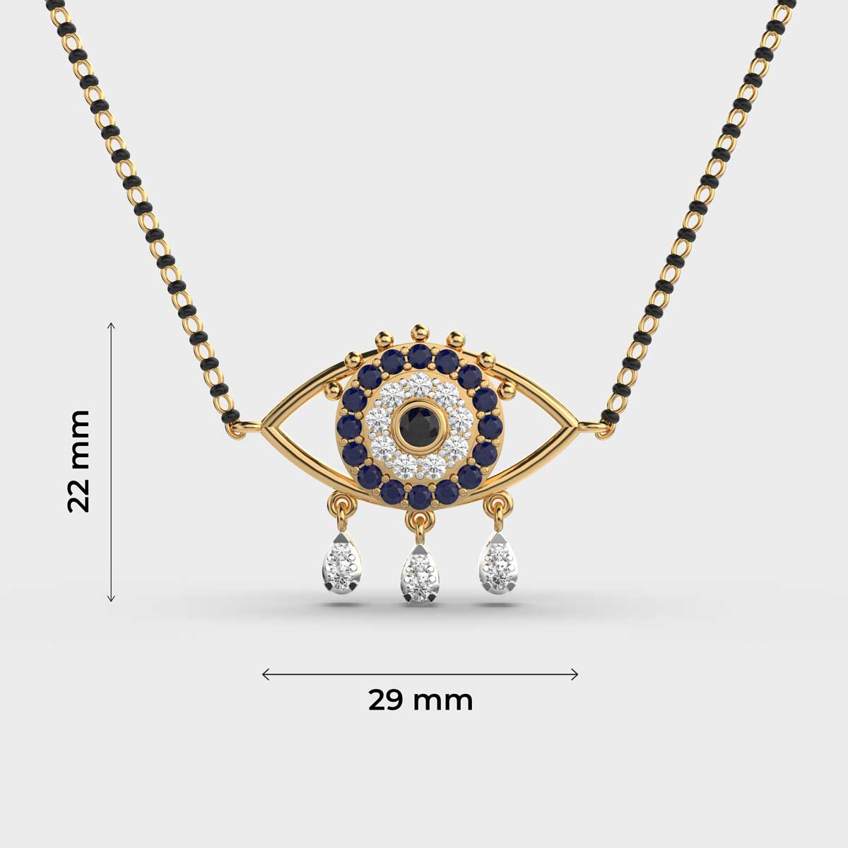 Starry Evil Eye Diamond Yellow Gold Mangalsutra (Without Chain)