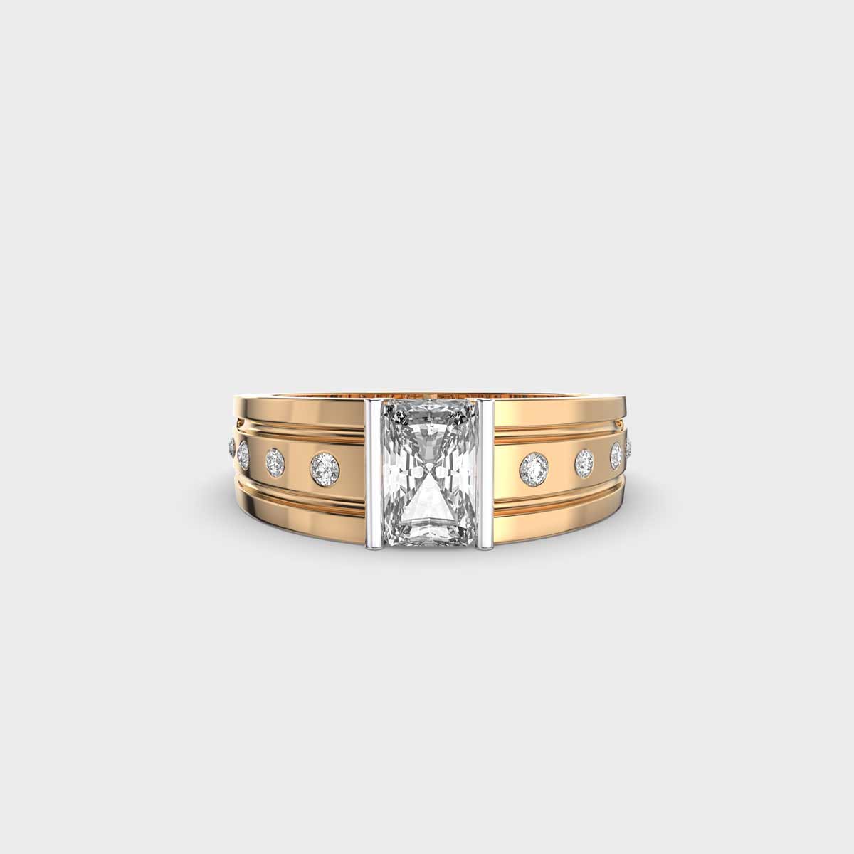 1 Carat Divine Radiant Men’s Gold Ring