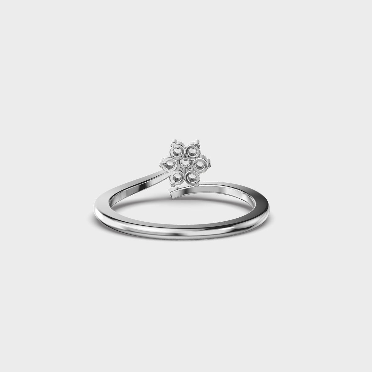 Dainty Flower and Stem Diamond Yellow Gold Ring