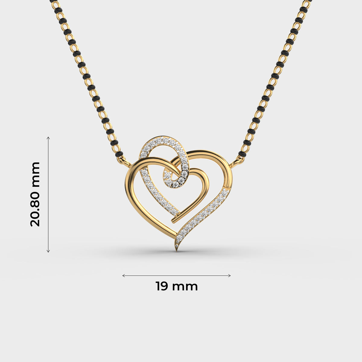 Connected Hearts Diamond Yellow Gold Mangalsutra (Without Chain)