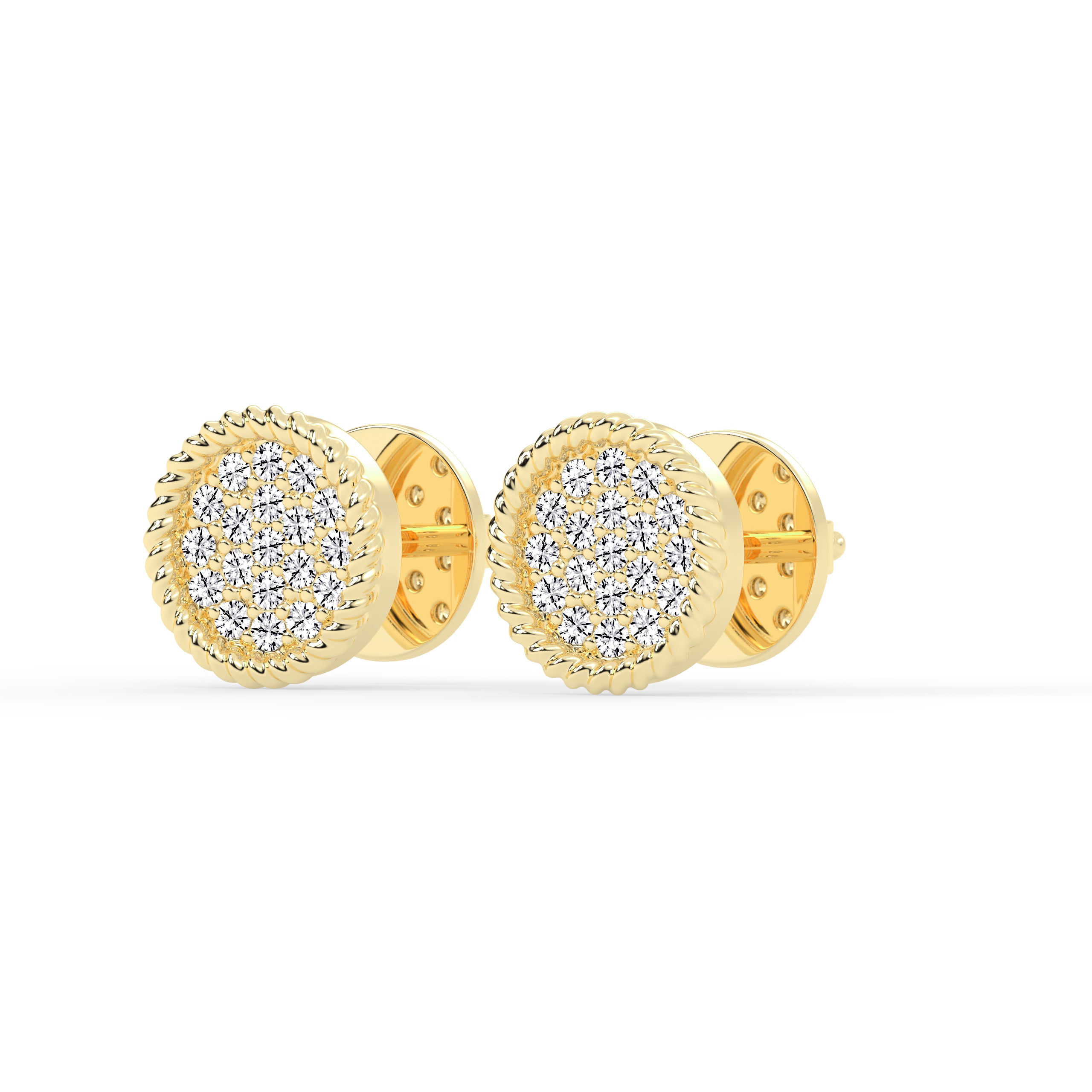 Gold-Tone Diamond Cluster Gold Earrings