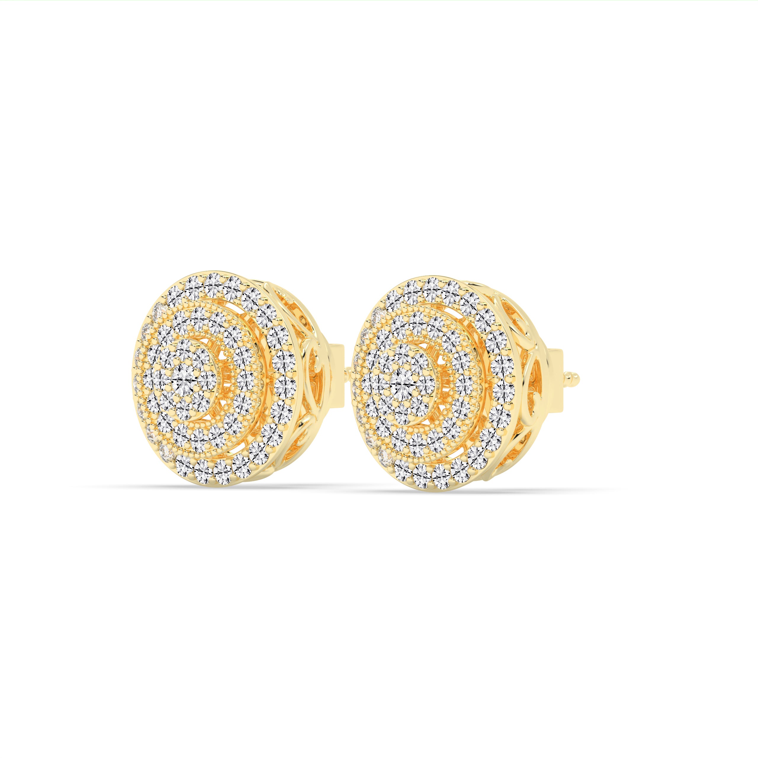 Round Diamond Cluster Diamond Earrings