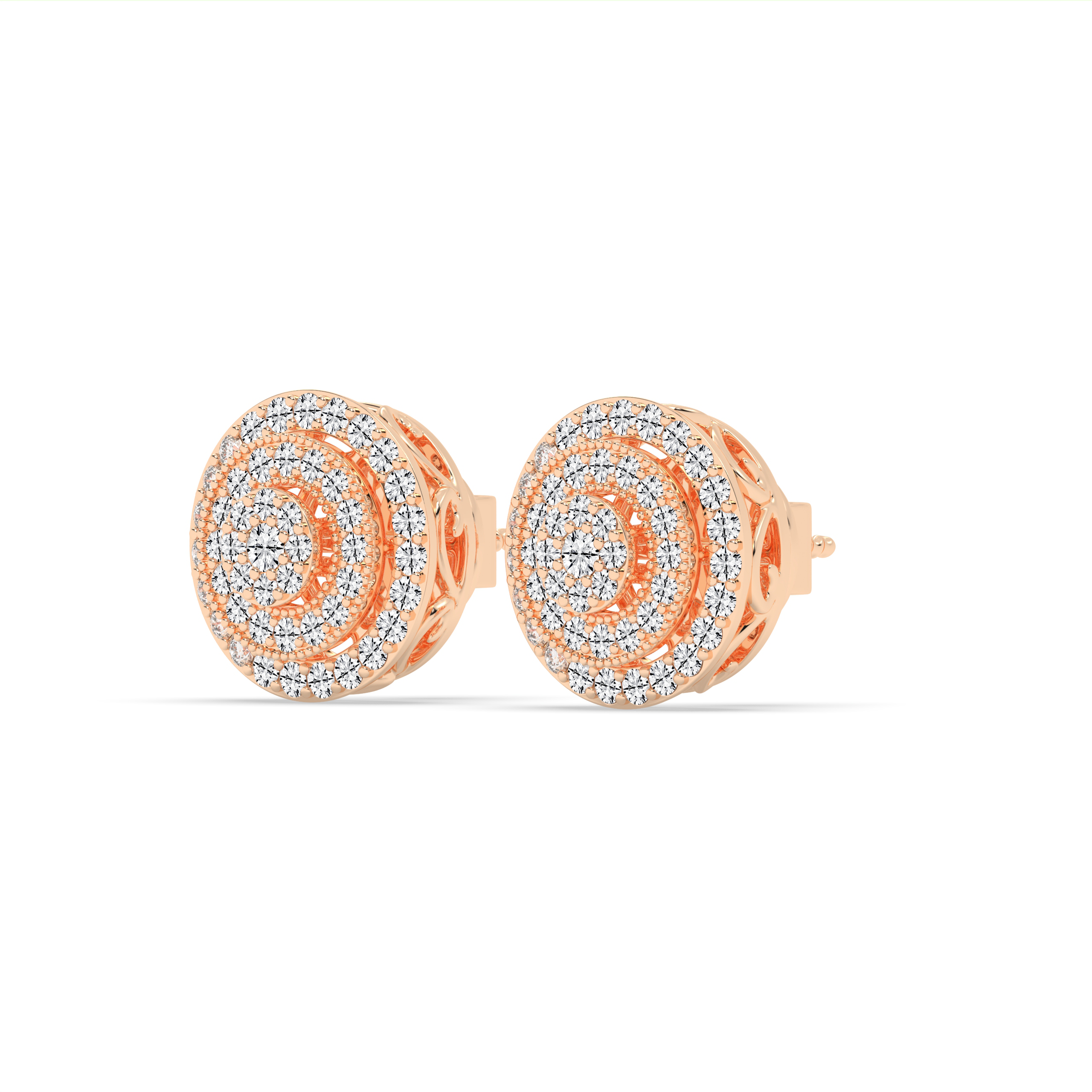 Round Diamond Cluster Diamond Earrings