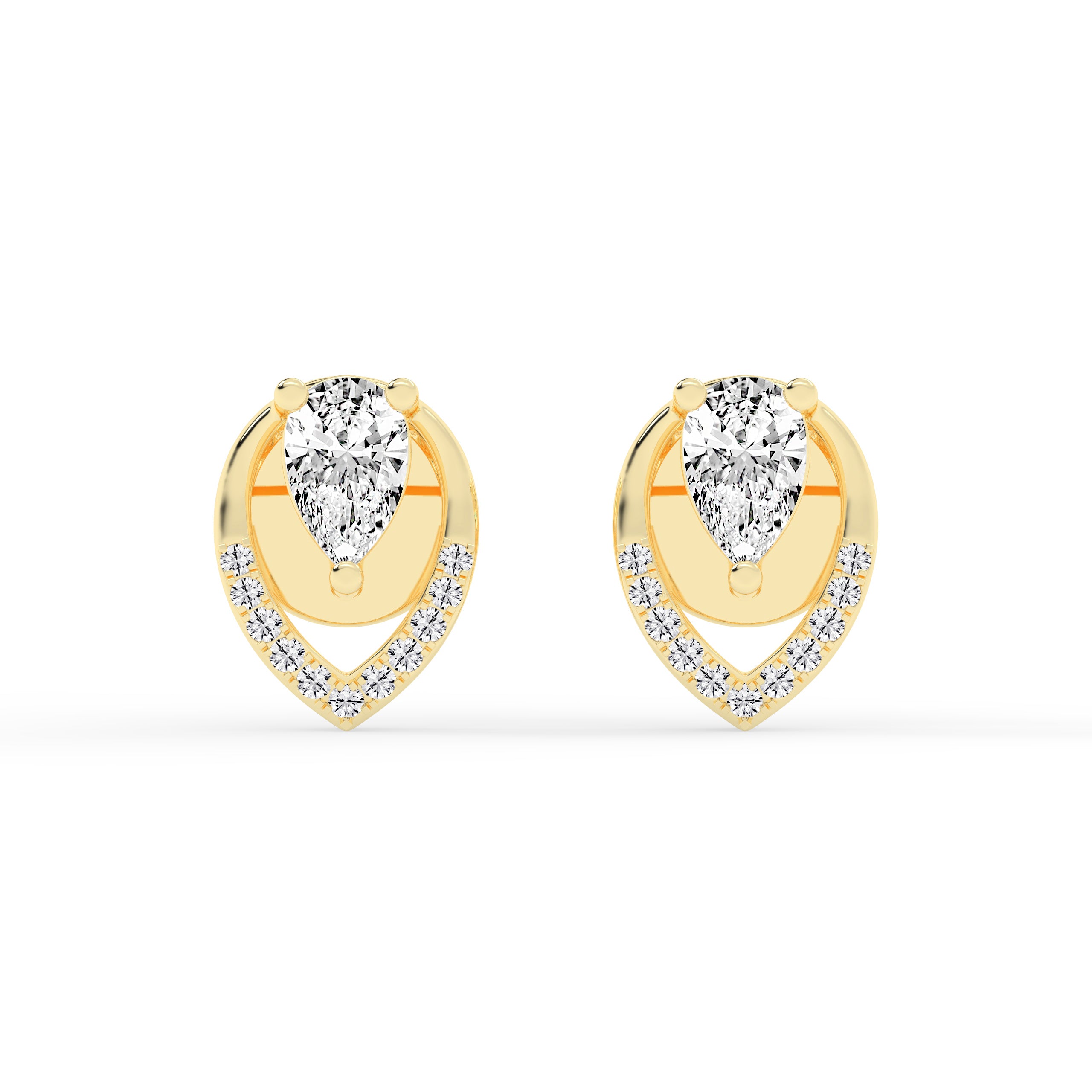 Teardrop Diamond Gold Earrings