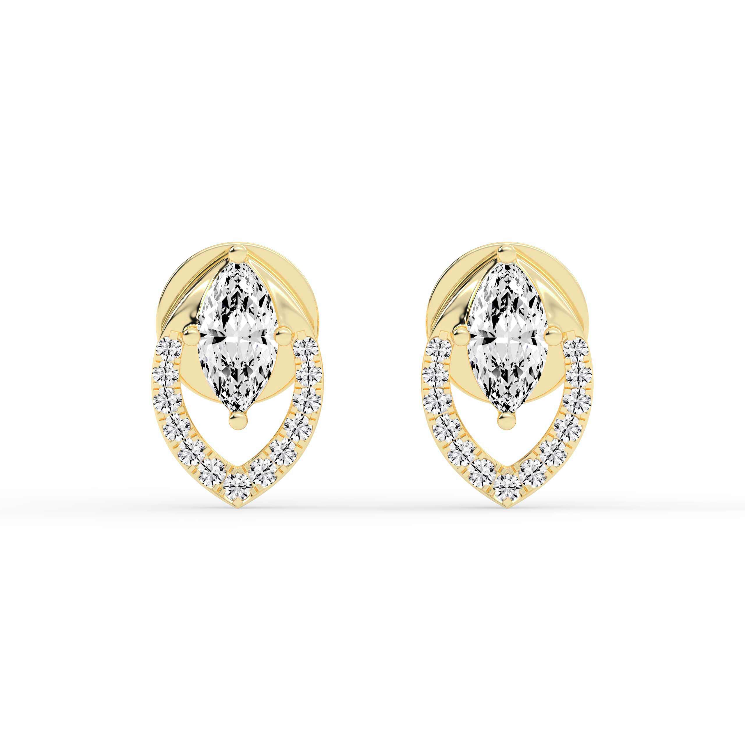 Gold-Plated Arch Diamond Drop Gold Earrings