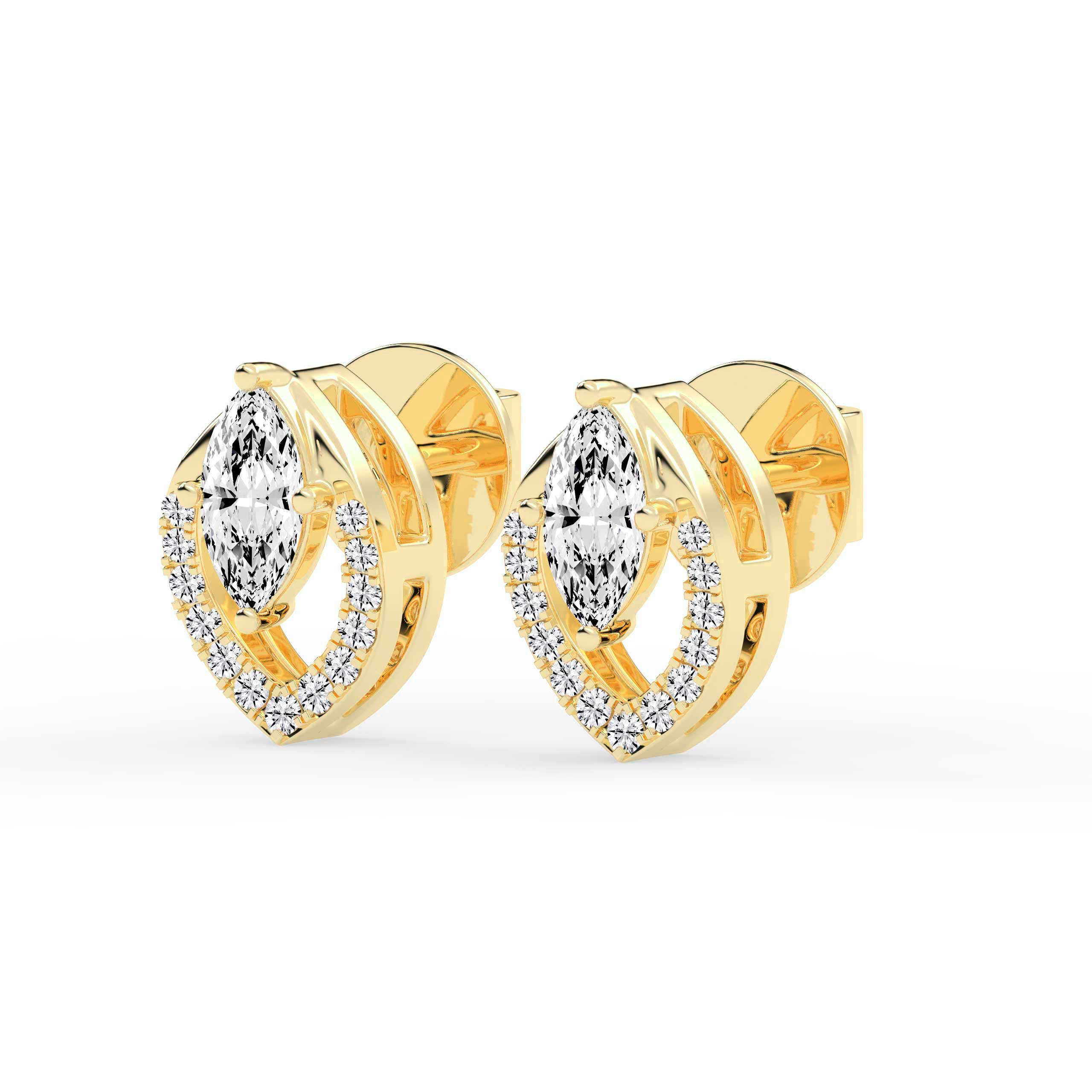 Gold-Plated Arch Diamond Drop Gold Earrings