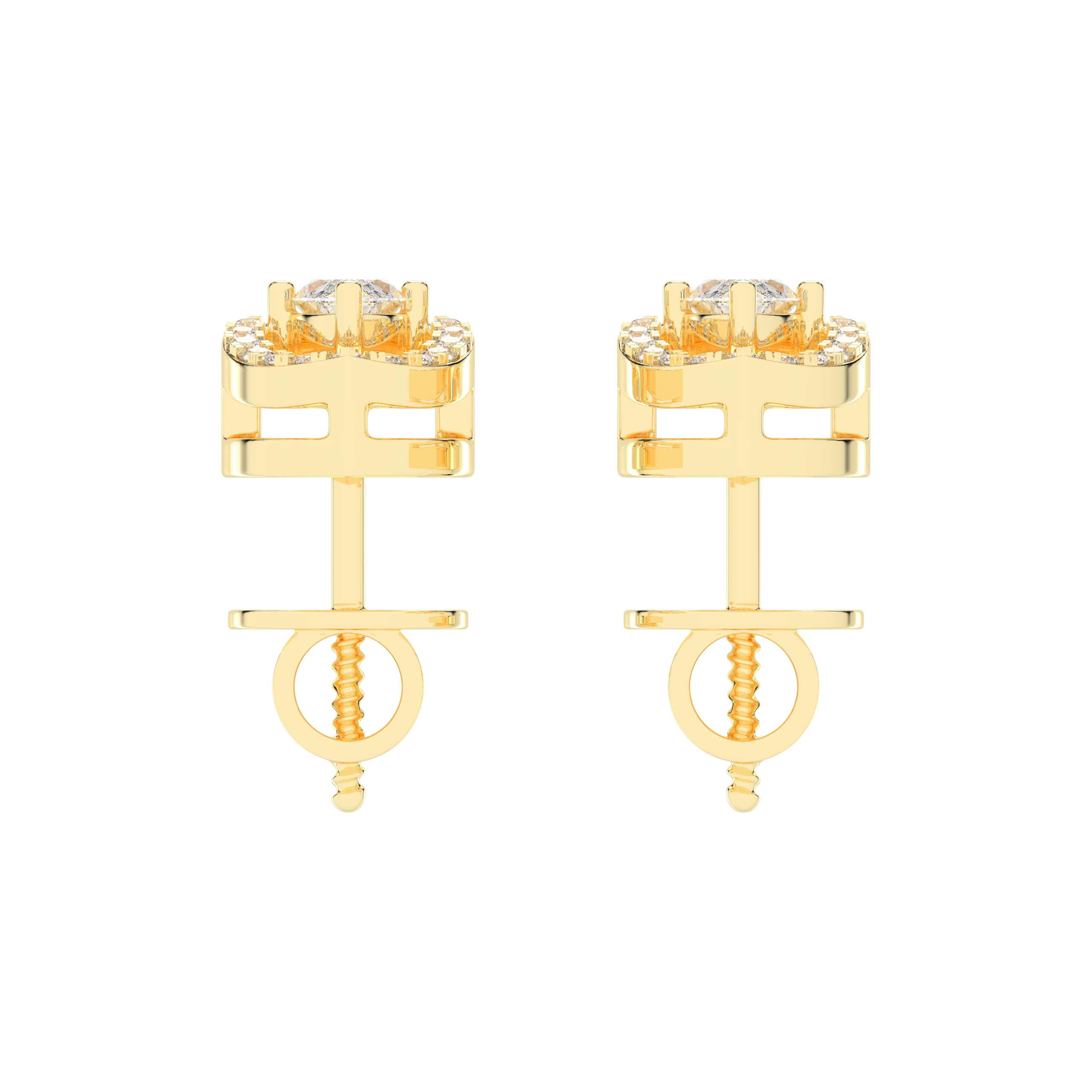 Gold-Plated Arch Diamond Drop Gold Earrings