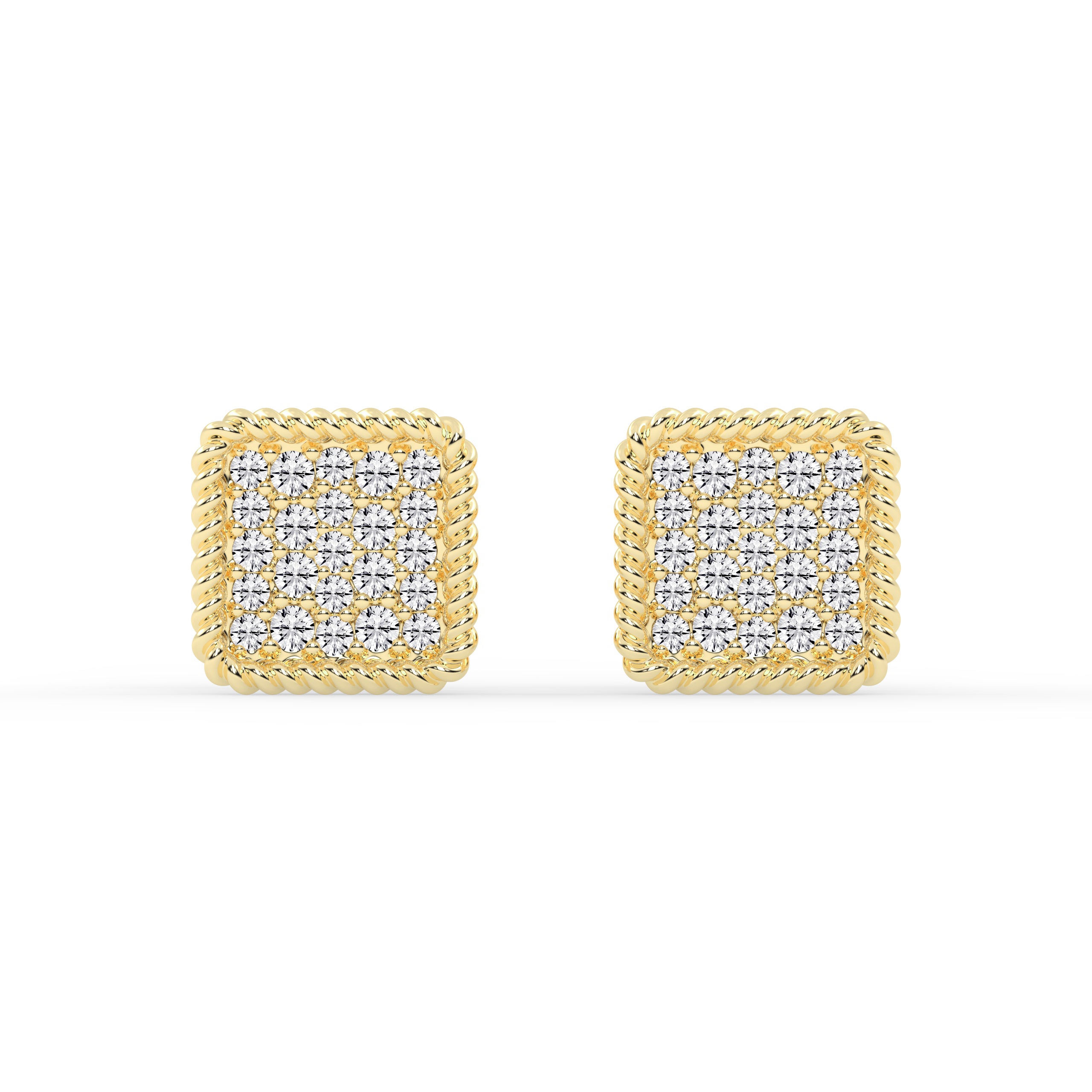 Square Diamond Gold Earrings