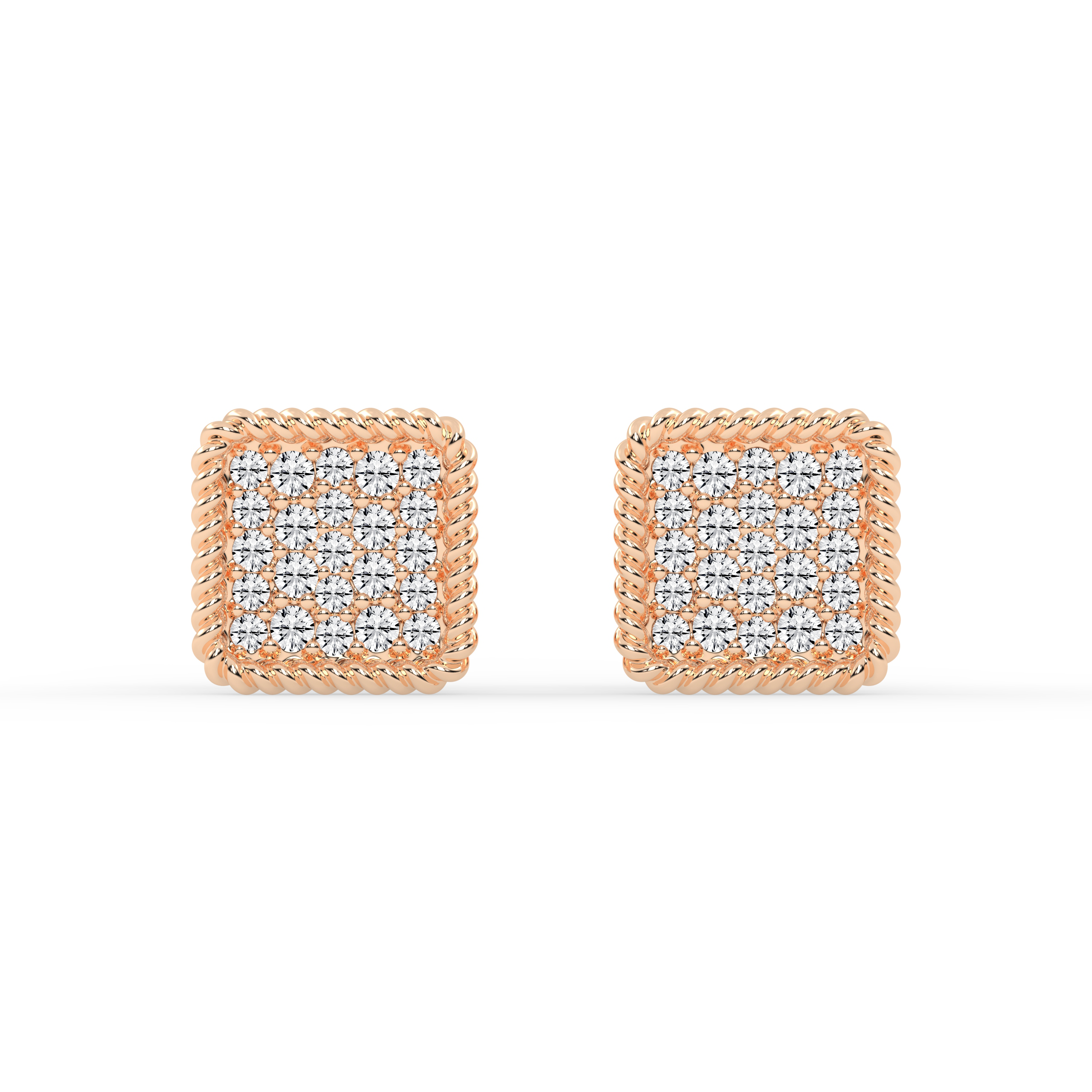 Square Diamond Gold Earrings