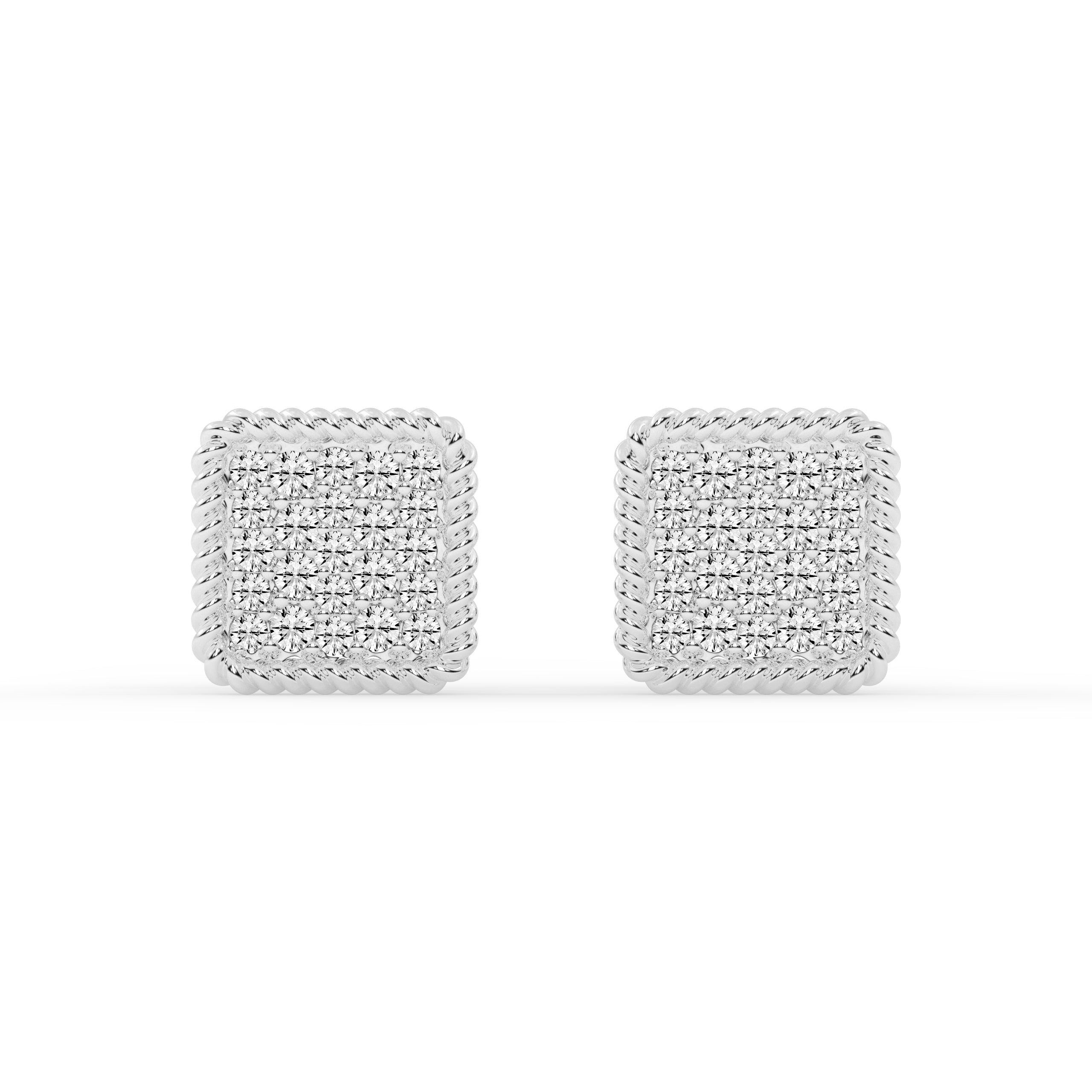 Square Diamond Gold Earrings