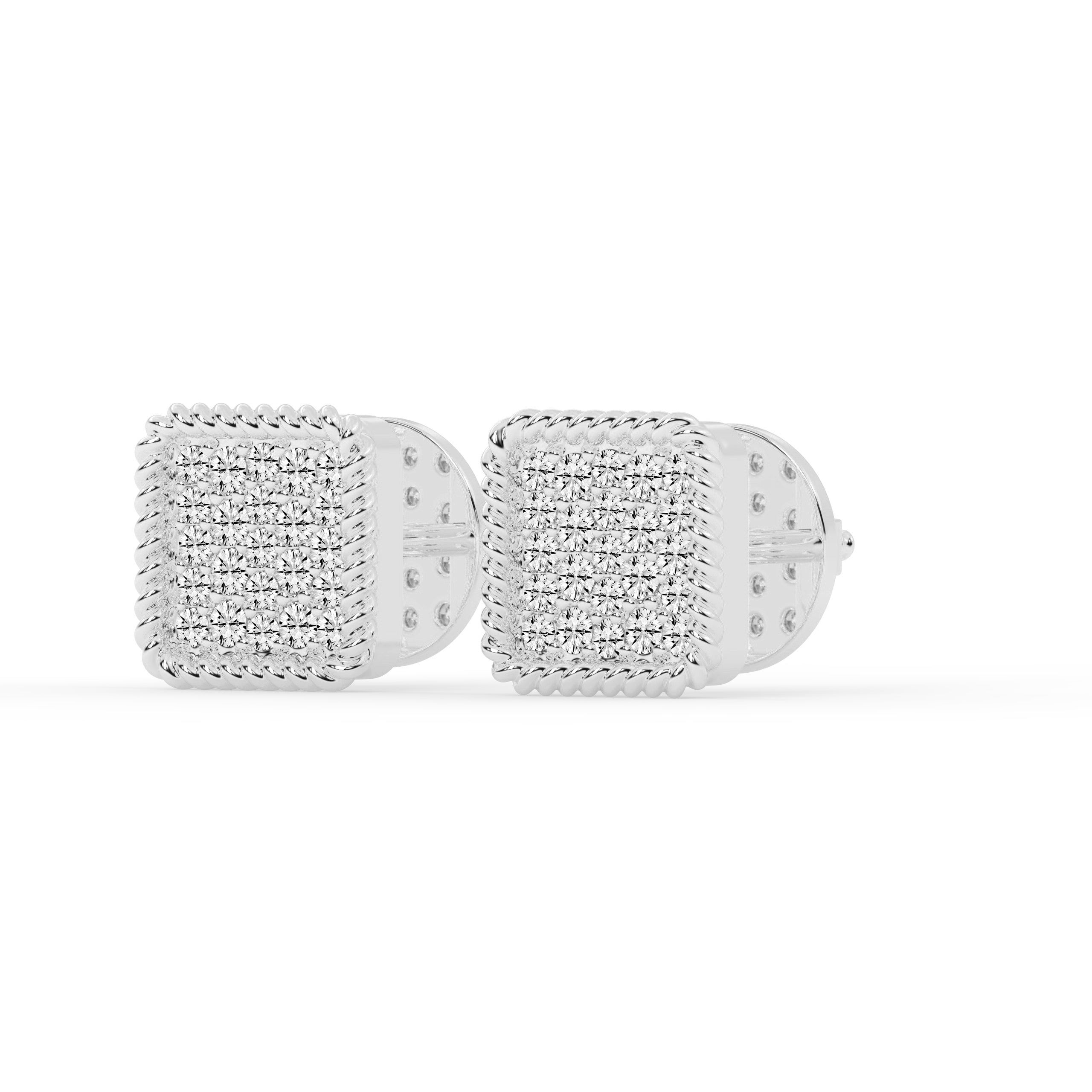 Square Diamond Gold Earrings