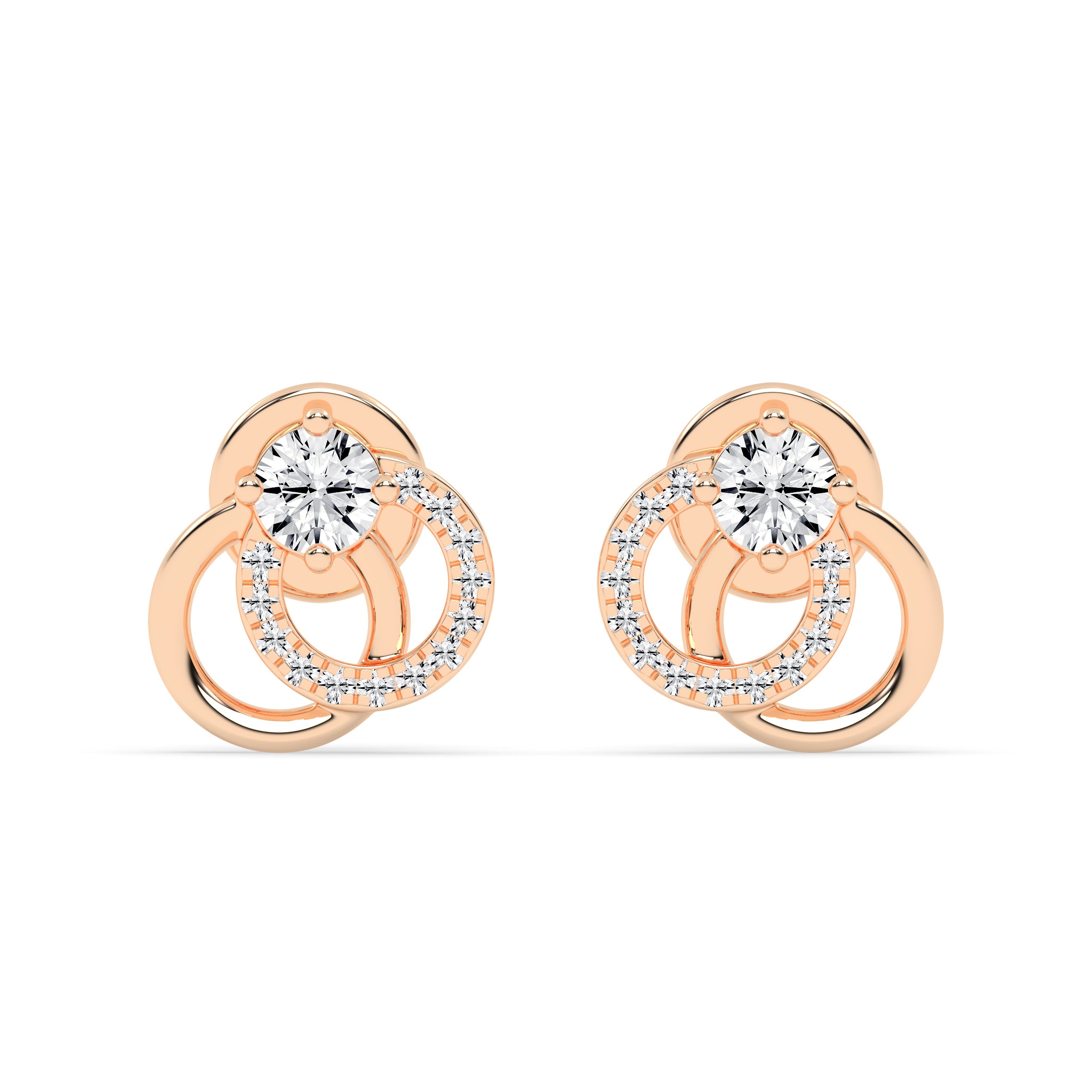 Interlocking Diamond Studs Gold Earrings