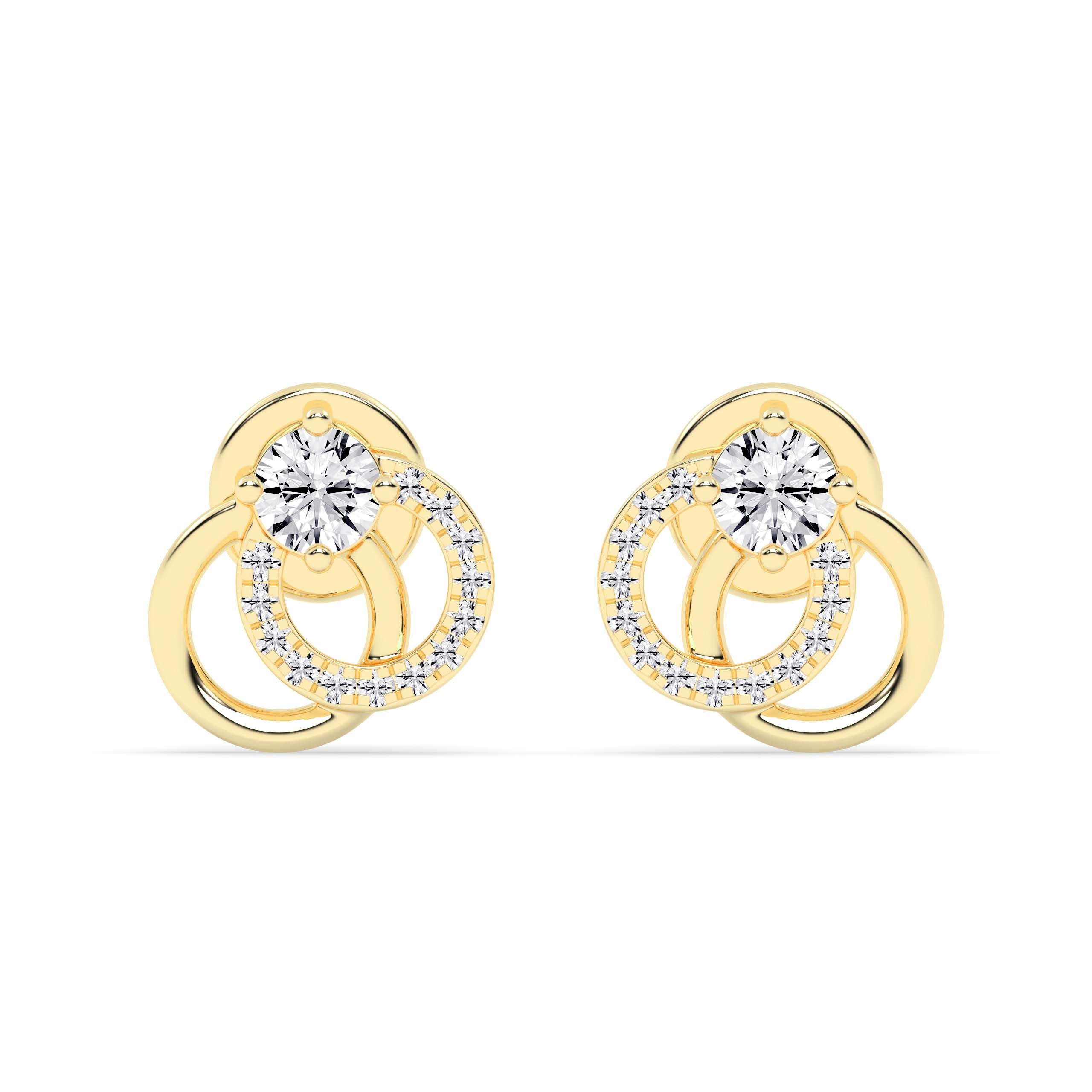 Interlocking Diamond Studs Gold Earrings