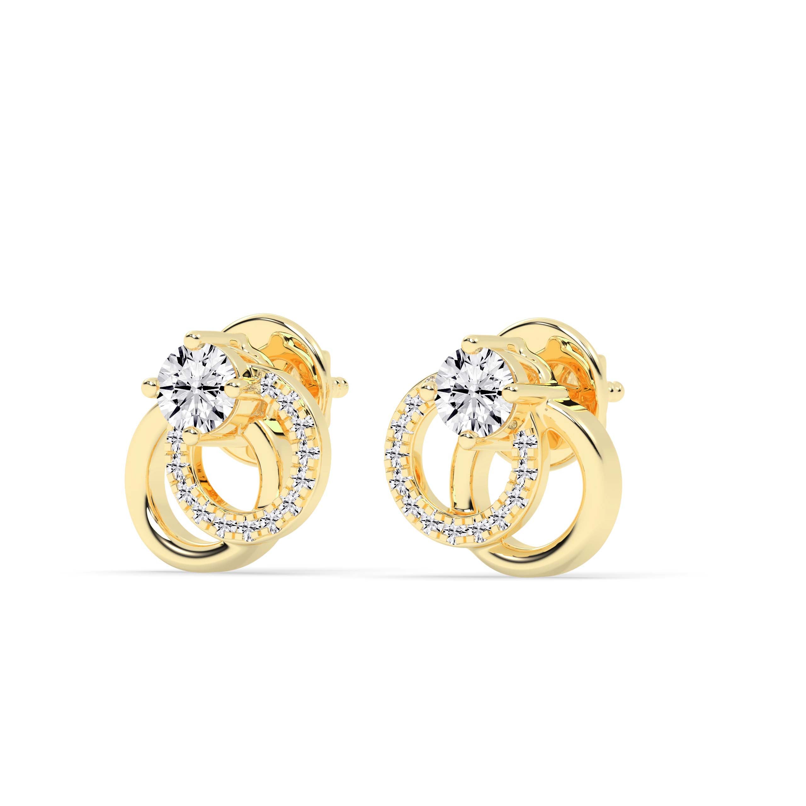 Interlocking Diamond Studs Gold Earrings