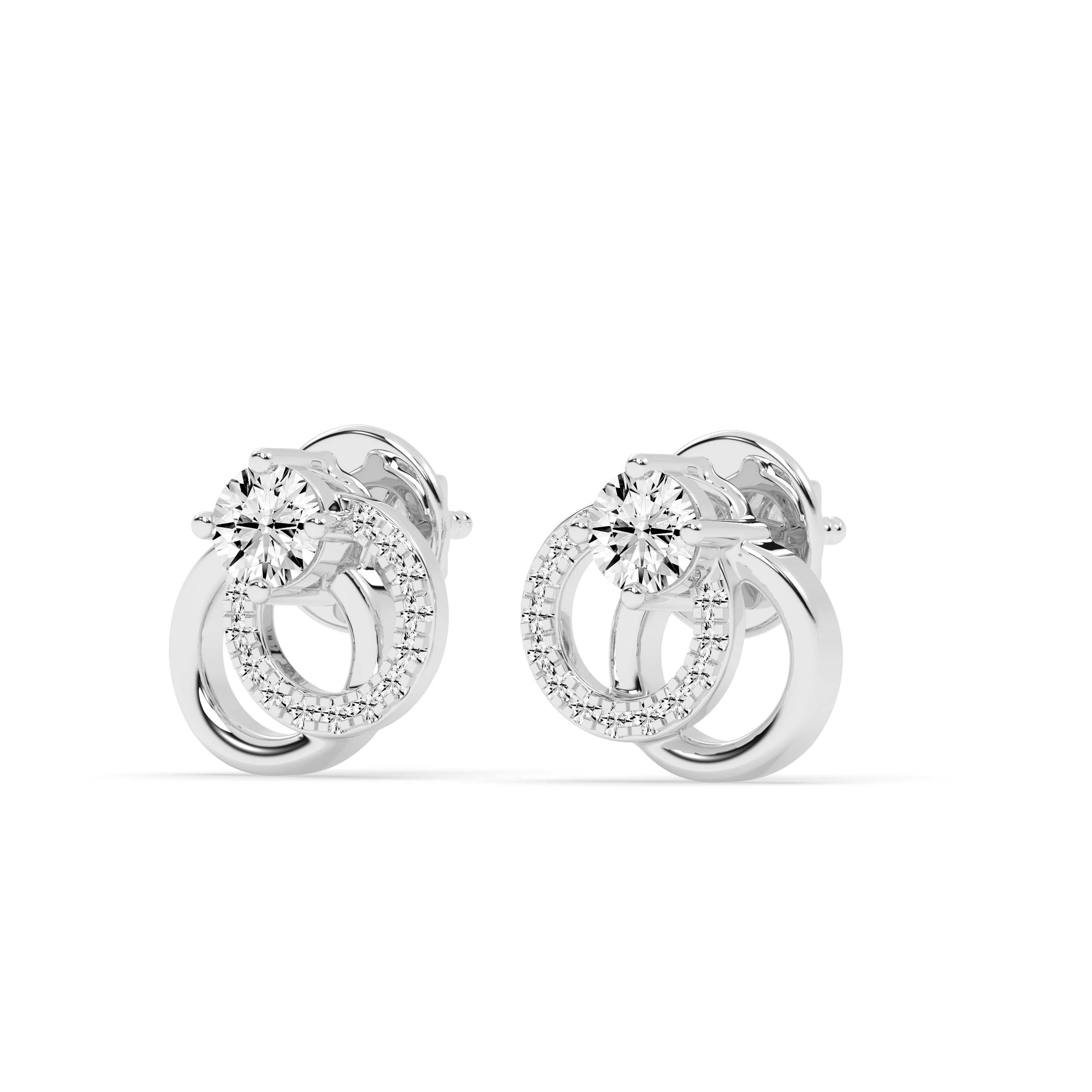 Interlocking Diamond Studs Gold Earrings