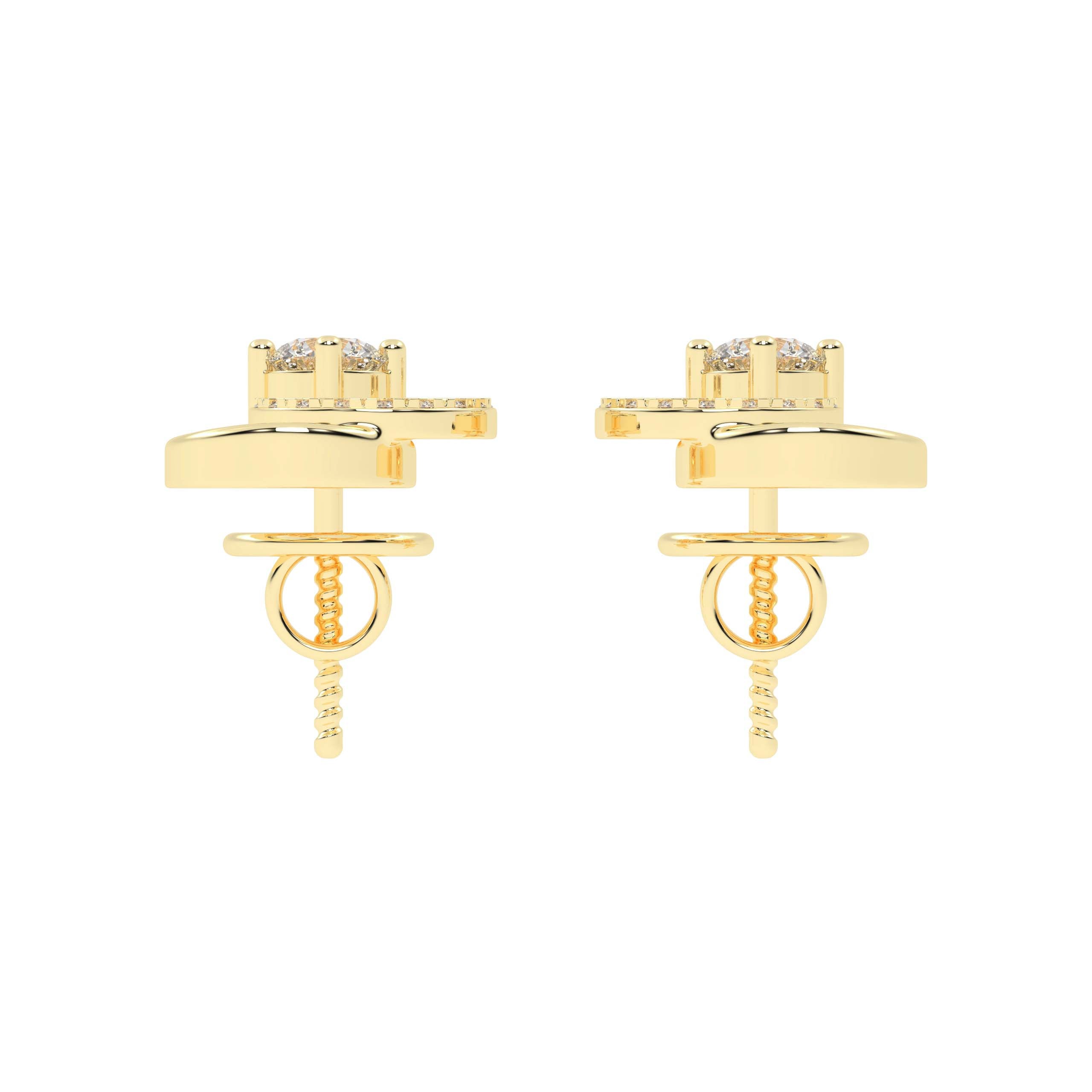 Interlocking Diamond Studs Gold Earrings