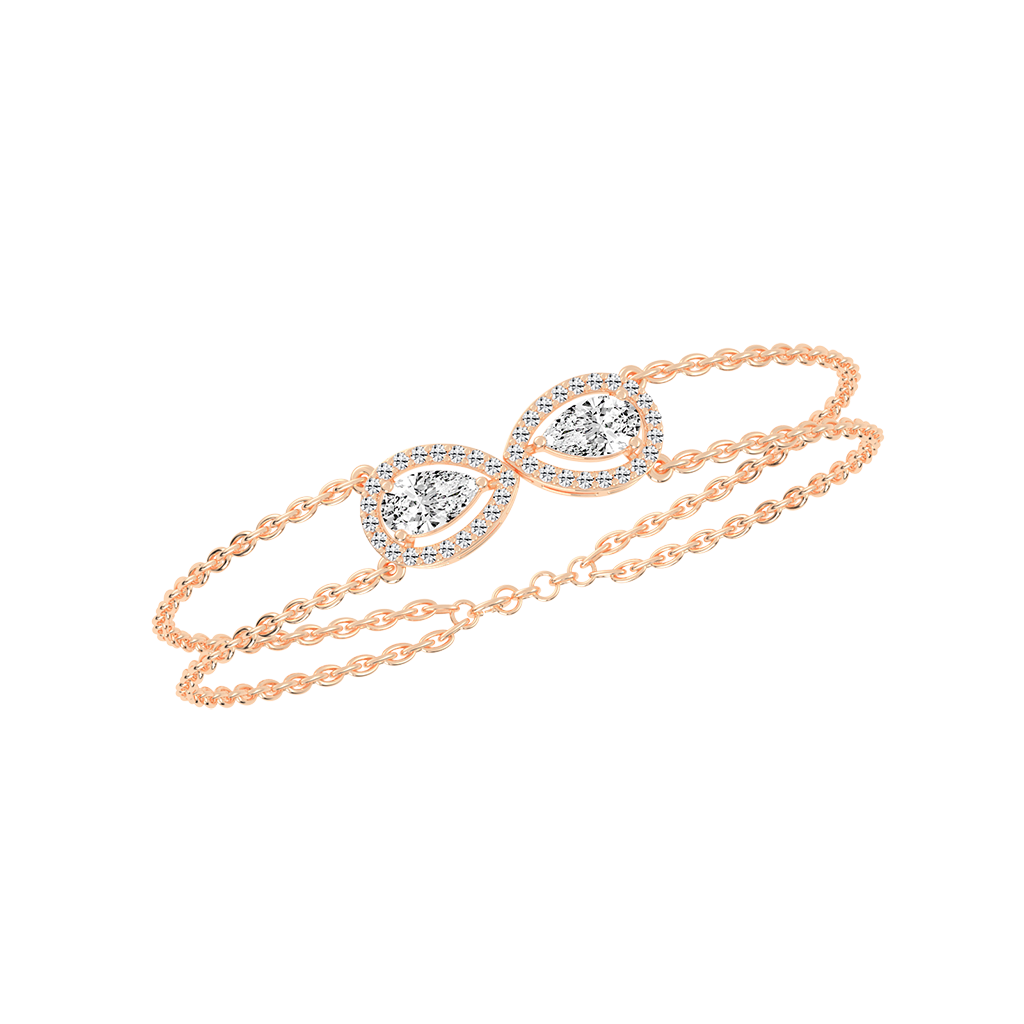 Double Pear-Shaped Diamond Gold Bracelet