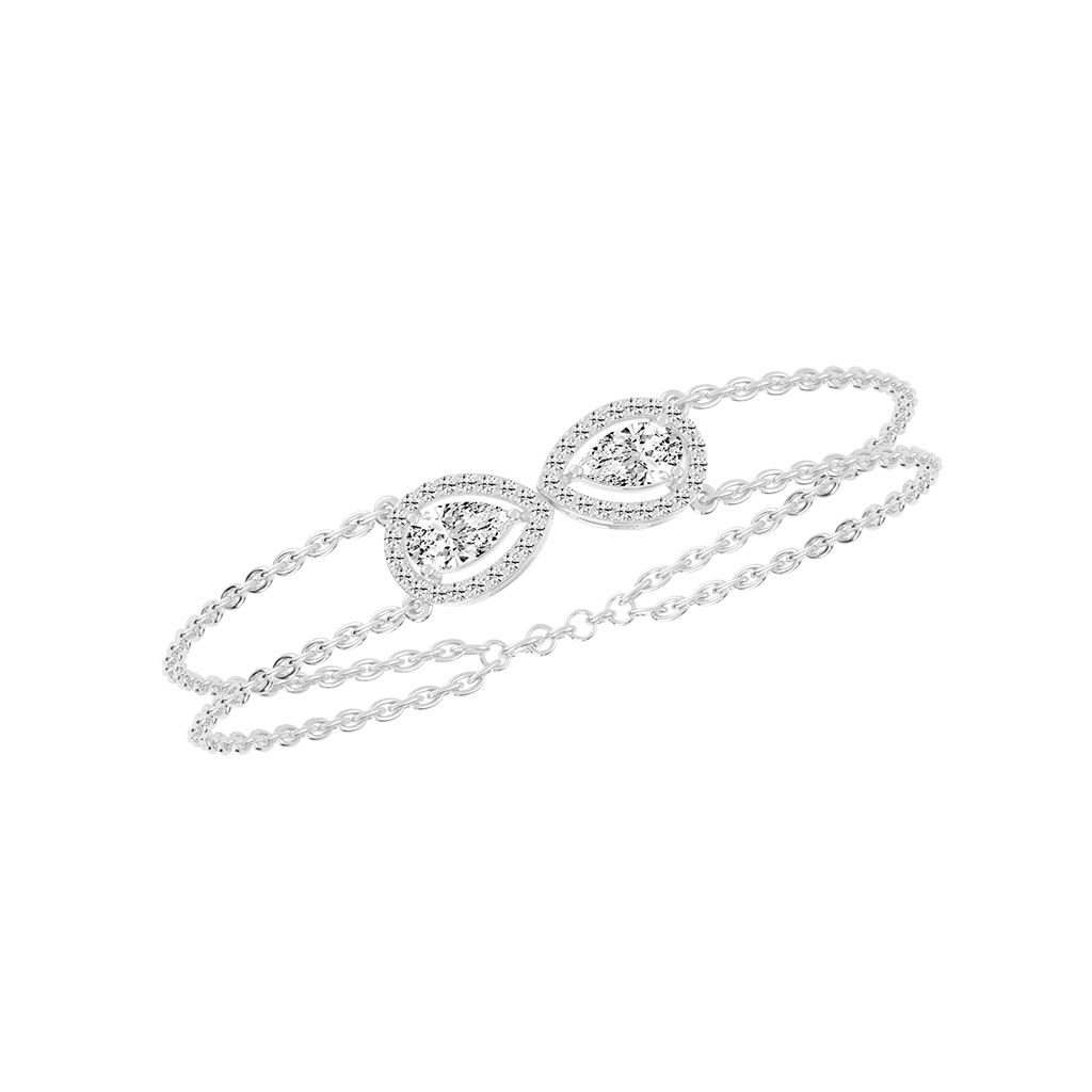 Double Pear-Shaped Diamond Gold Bracelet