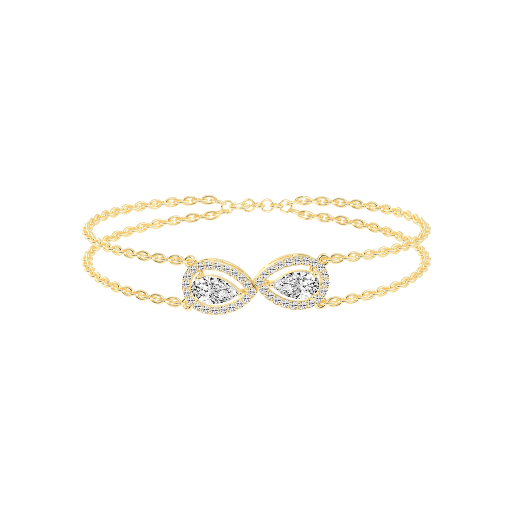 Double Pear-Shaped Diamond Gold Bracelet