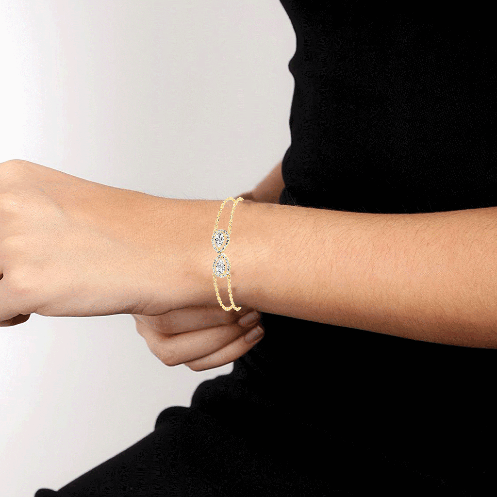 Double Pear-Shaped Diamond Gold Bracelet