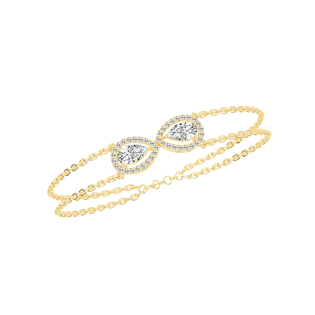 Double Pear-Shaped Diamond Gold Bracelet