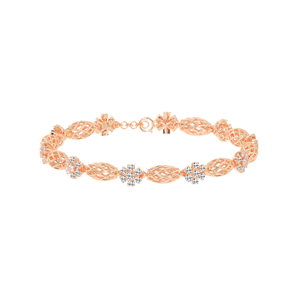 Floral Diamond Accents Gold Bracelet