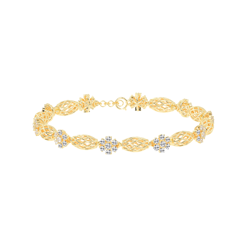 Floral Diamond Accents Gold Bracelet