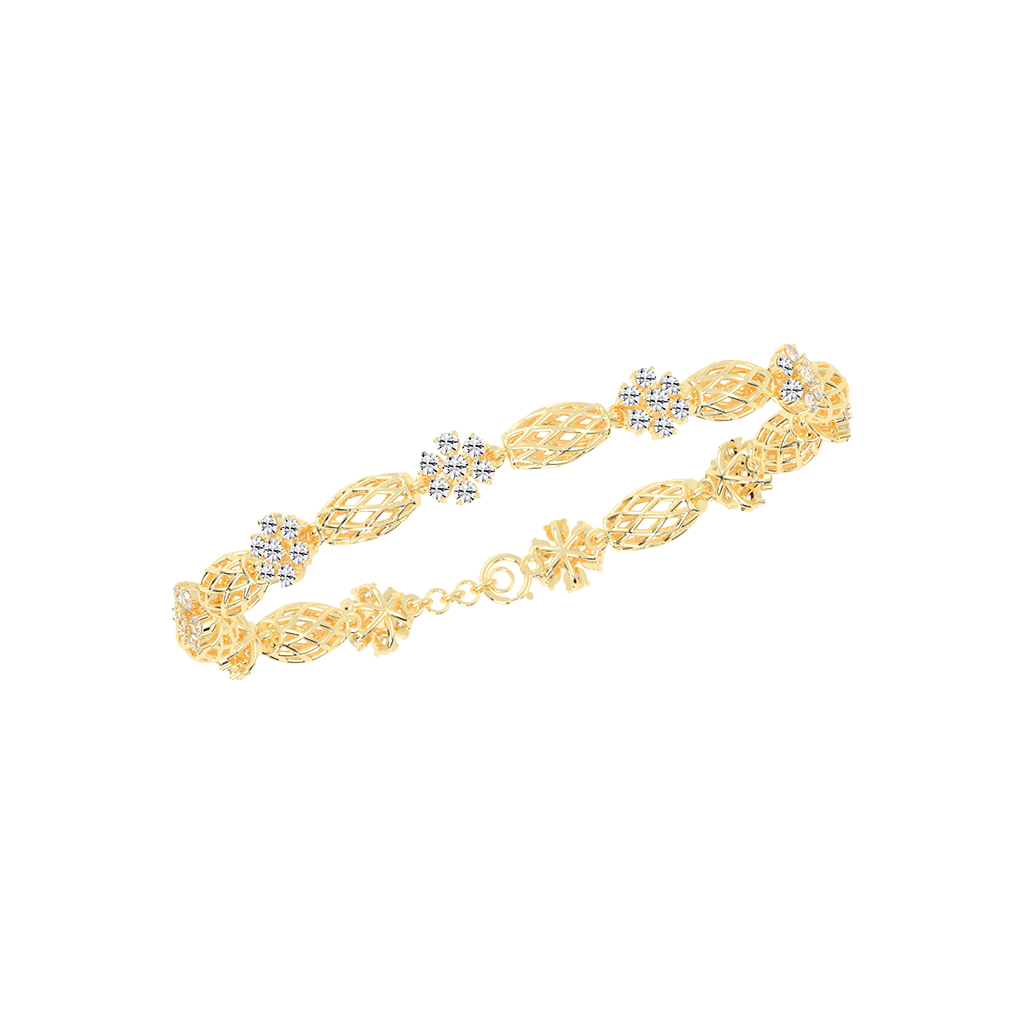 Floral Diamond Accents Gold Bracelet