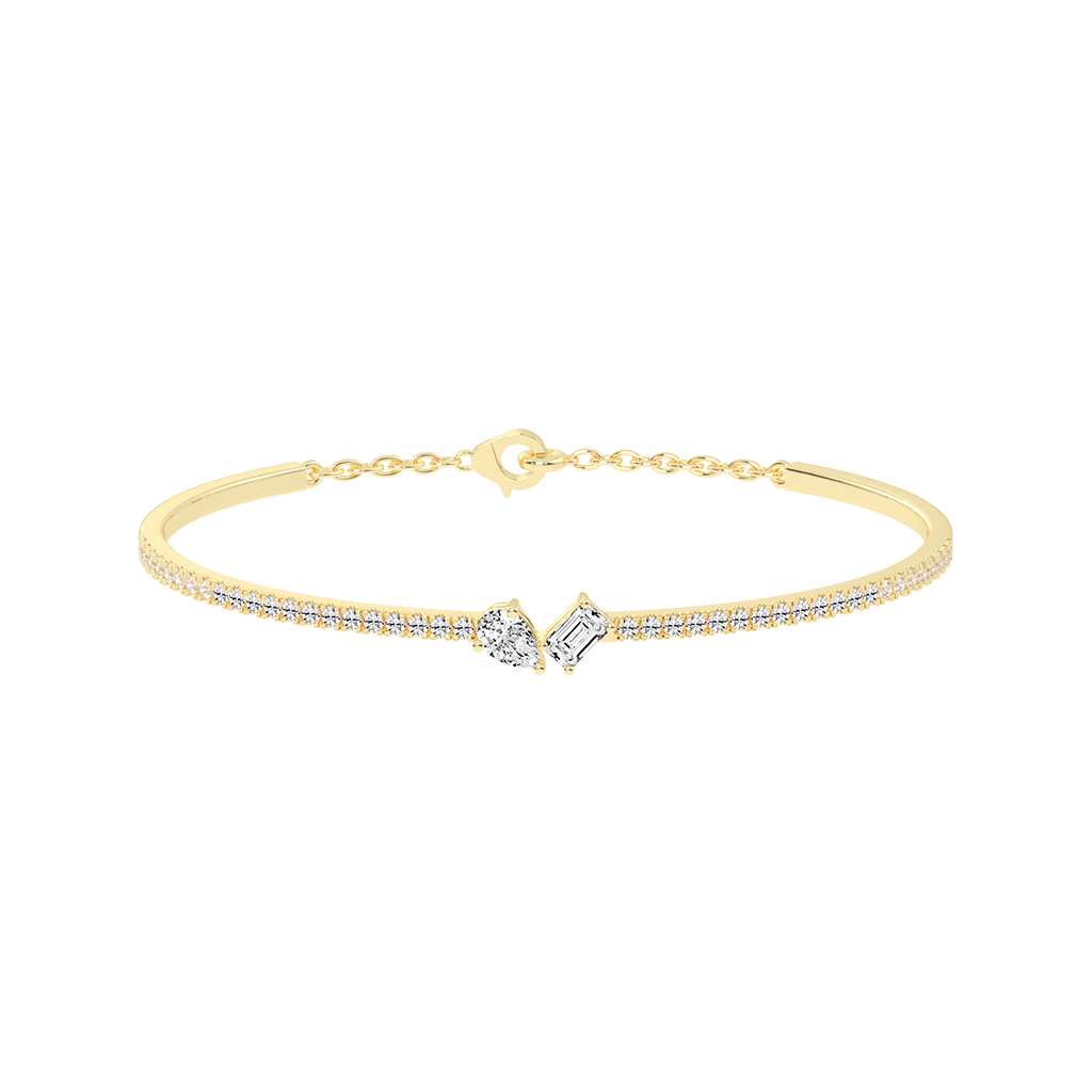 PEAR AND EMERALD DIAMOND GOLD  BRACELET