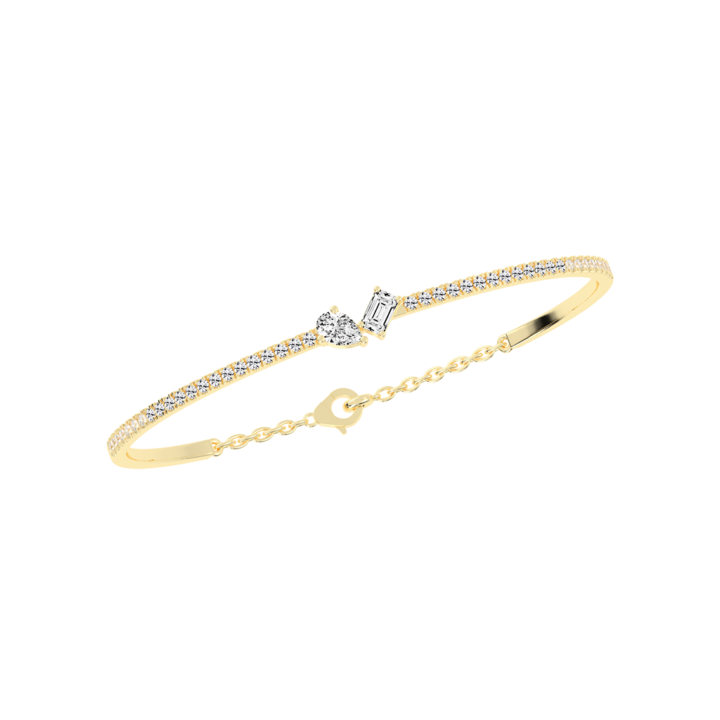 PEAR AND EMERALD DIAMOND GOLD  BRACELET