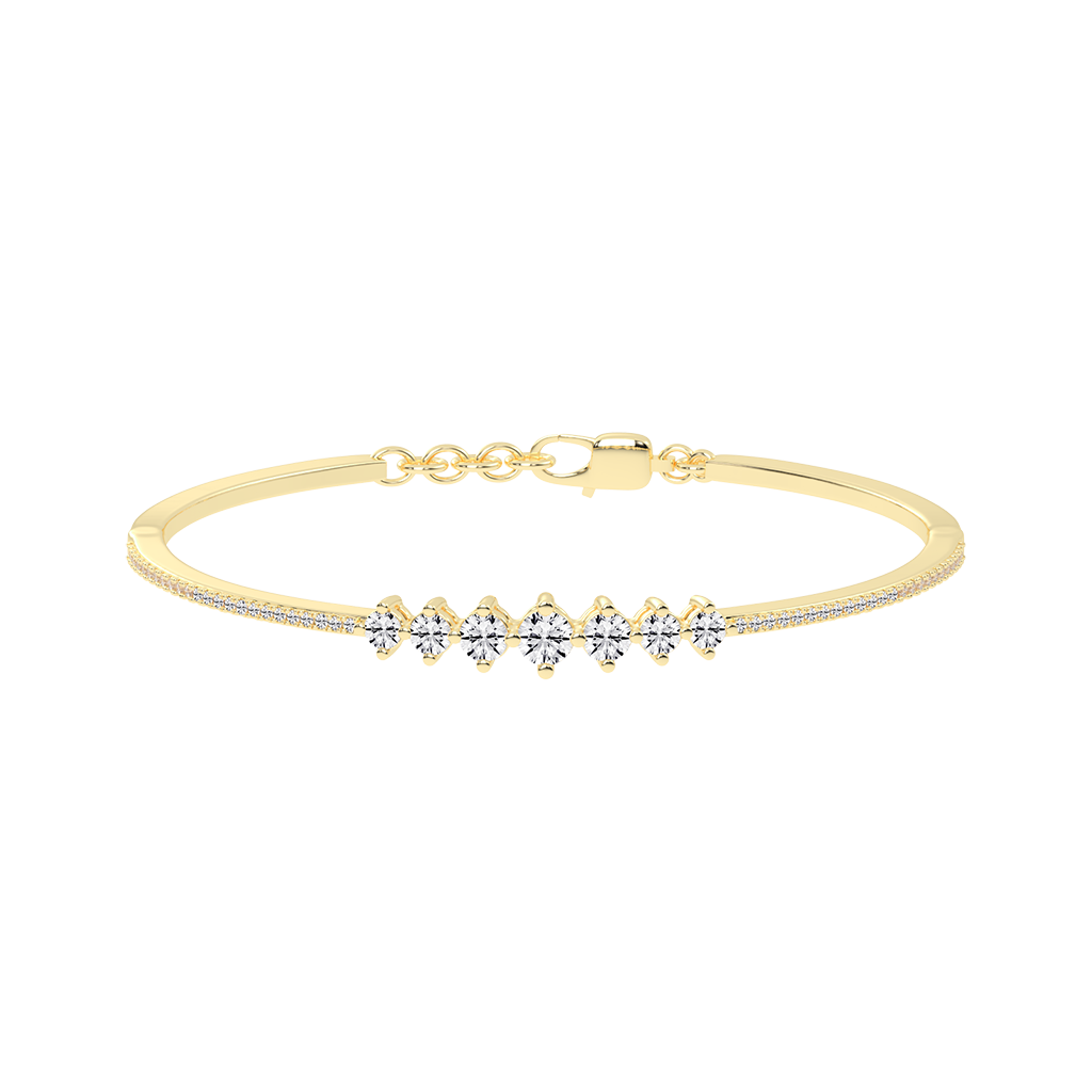 Seven Diamond Cluster Gold Bracelet