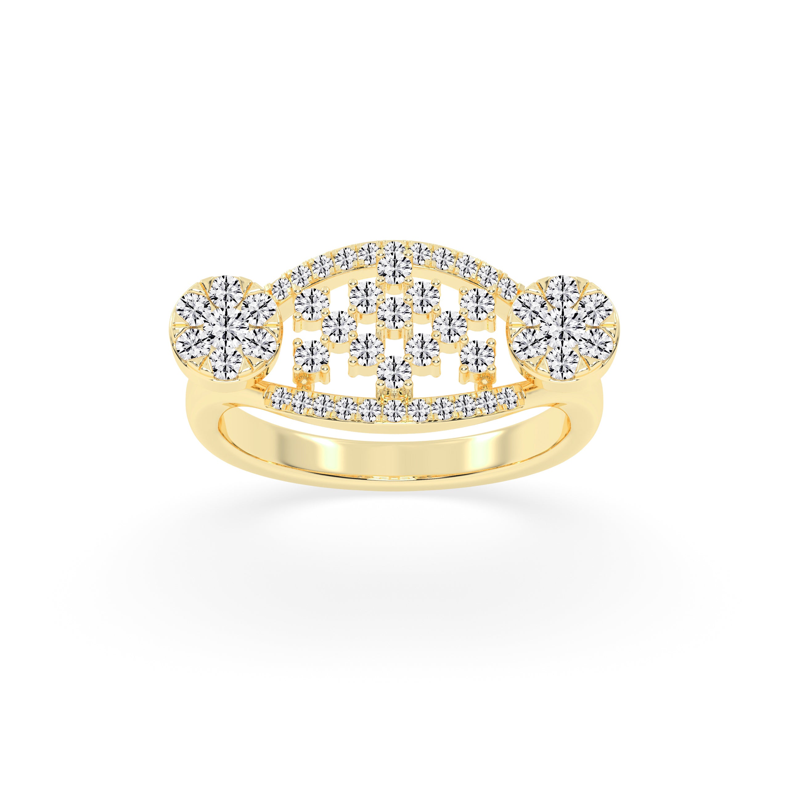 Luxury Intricate Diamond Cluster Gold Ring