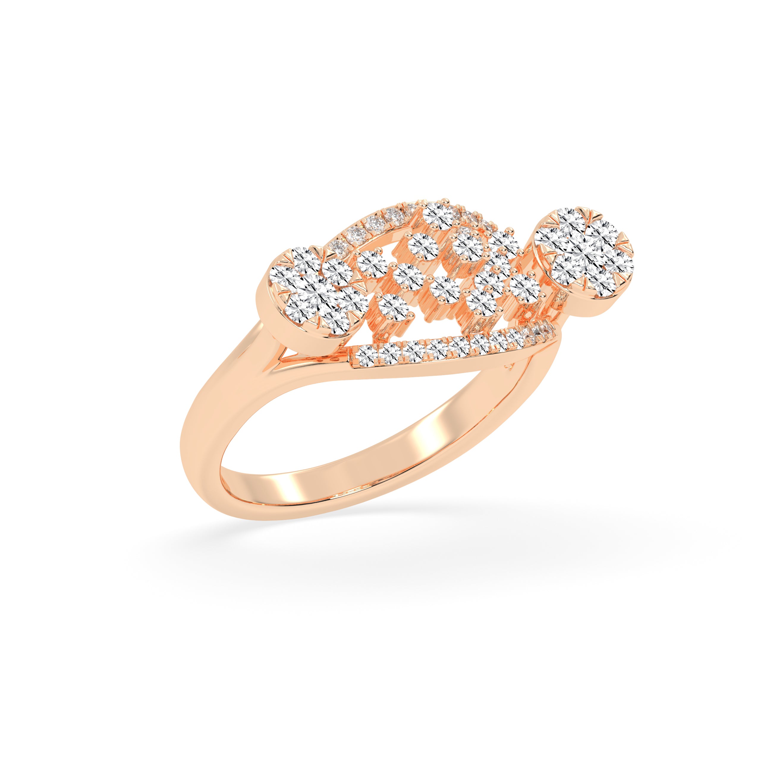 Luxury Intricate Diamond Cluster Gold Ring