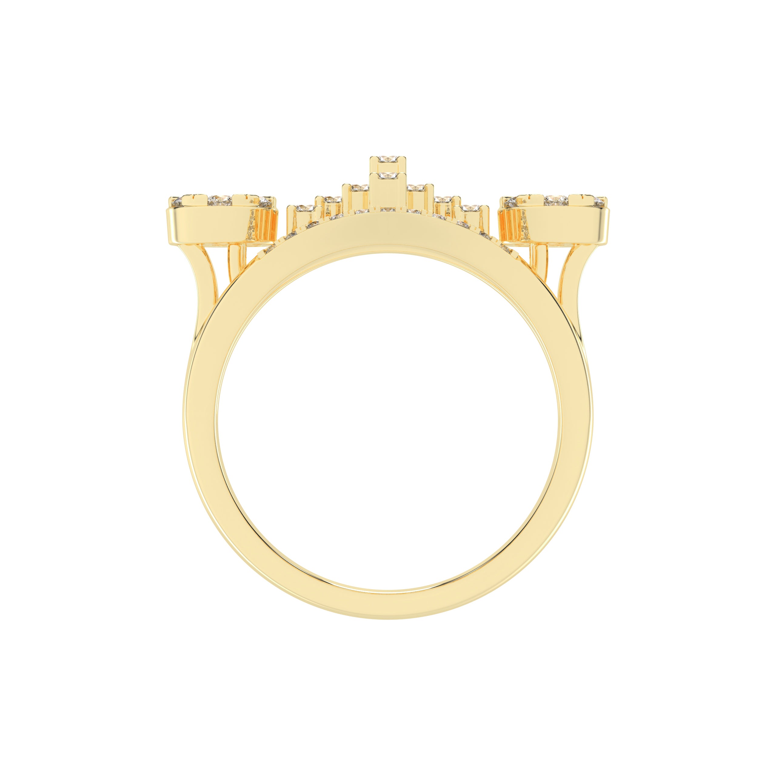 Luxury Intricate Diamond Cluster Gold Ring