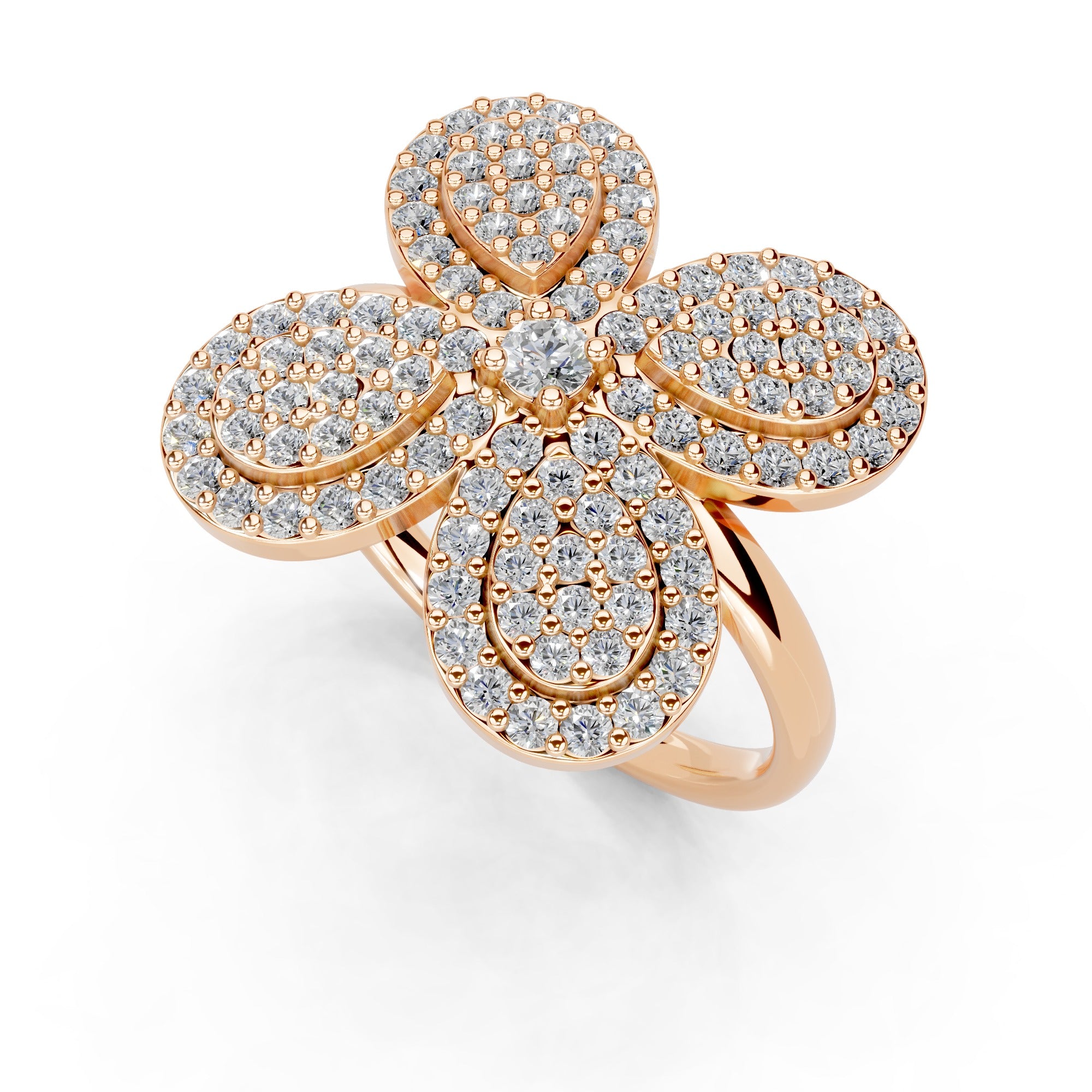 Elegant Diamond Flower Ring