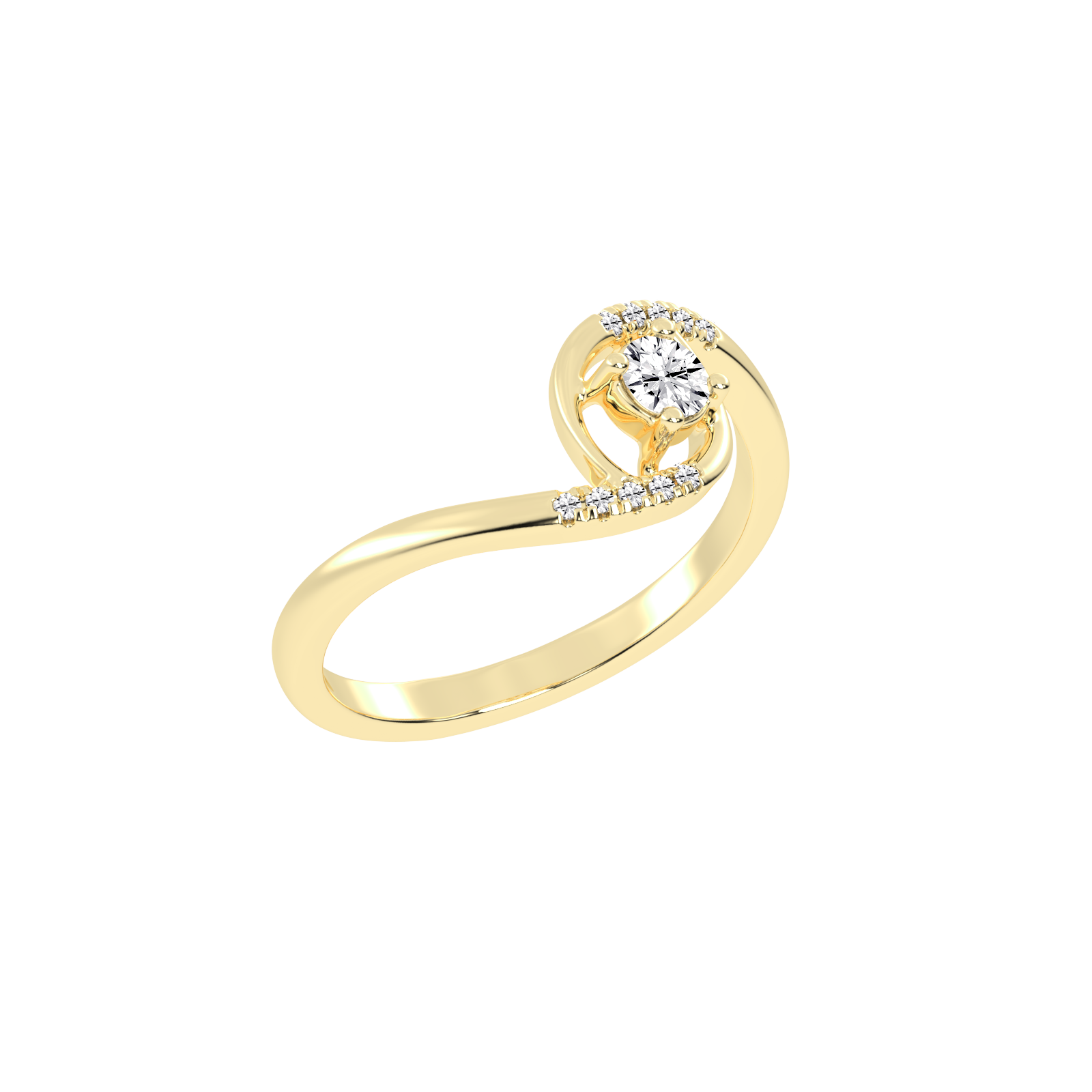 15 Cents Golden Swirl Diamond Gold Ring