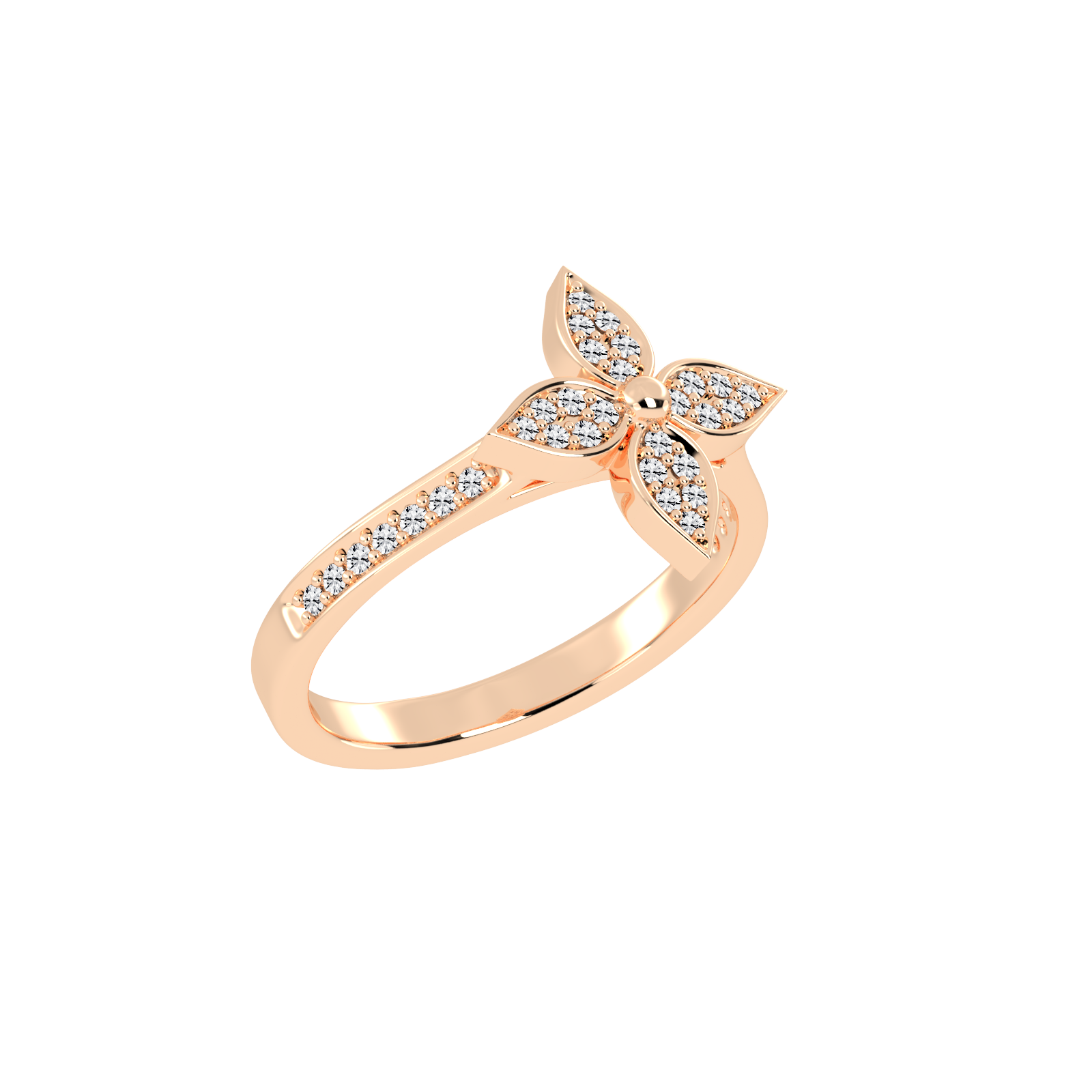 Floral Sparkle Diamond Cluster Gold Ring