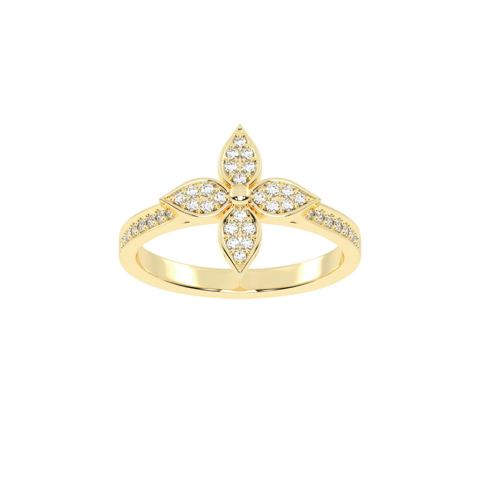 Floral Sparkle Diamond Cluster Gold Ring