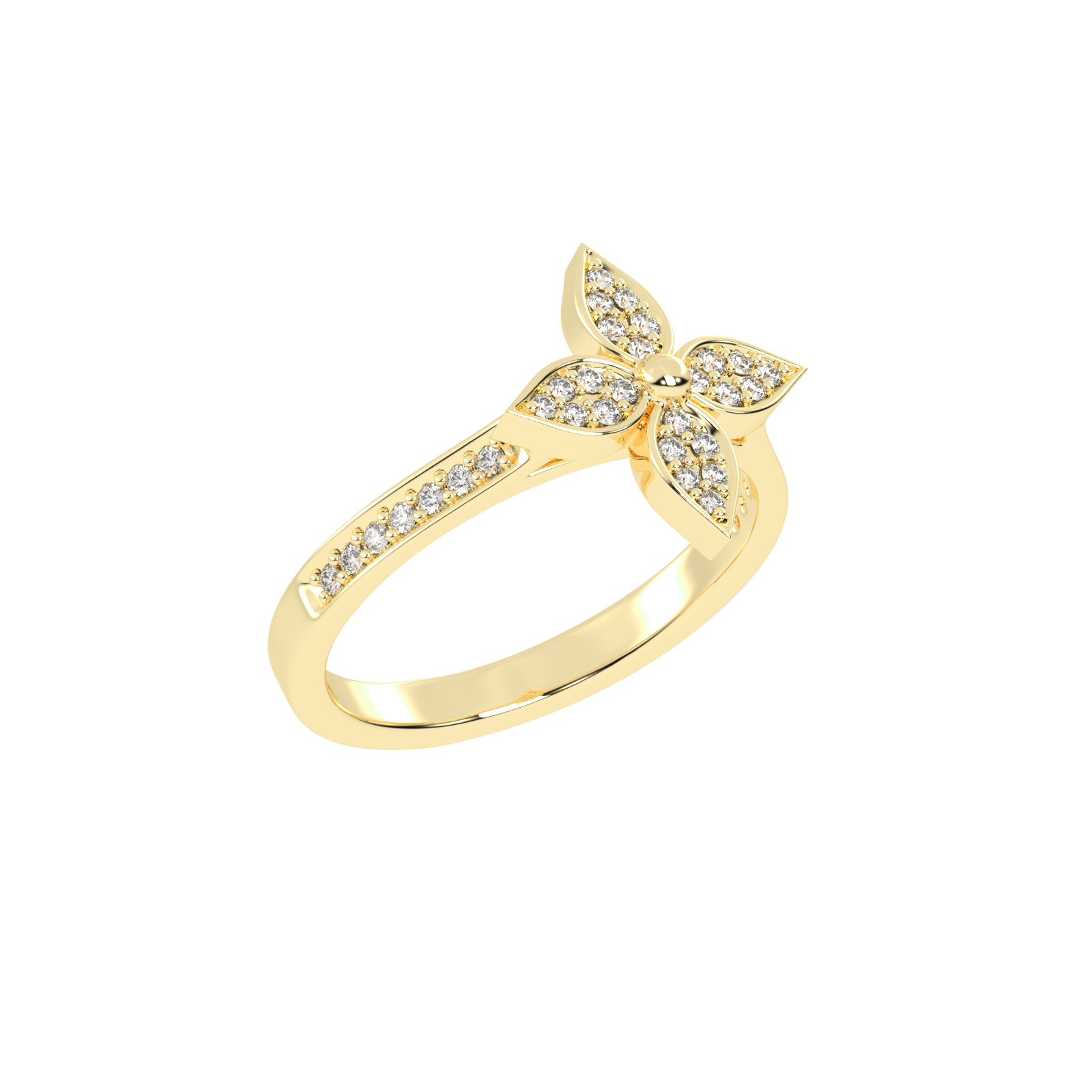 Floral Sparkle Diamond Cluster Gold Ring