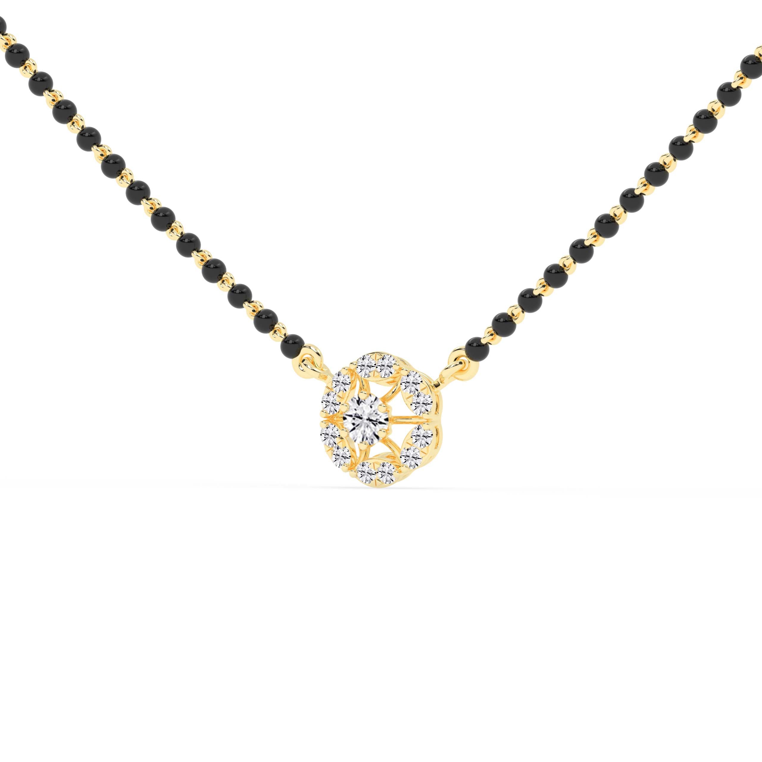 Elegant Gold Mangalsutra Necklace with Diamond Pendant