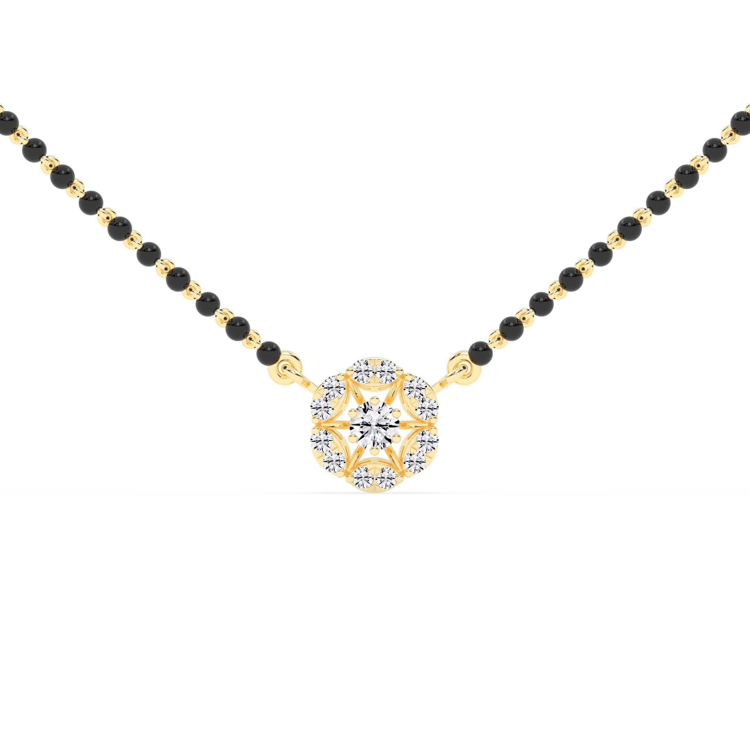 Elegant Gold Mangalsutra Necklace with Diamond Pendant