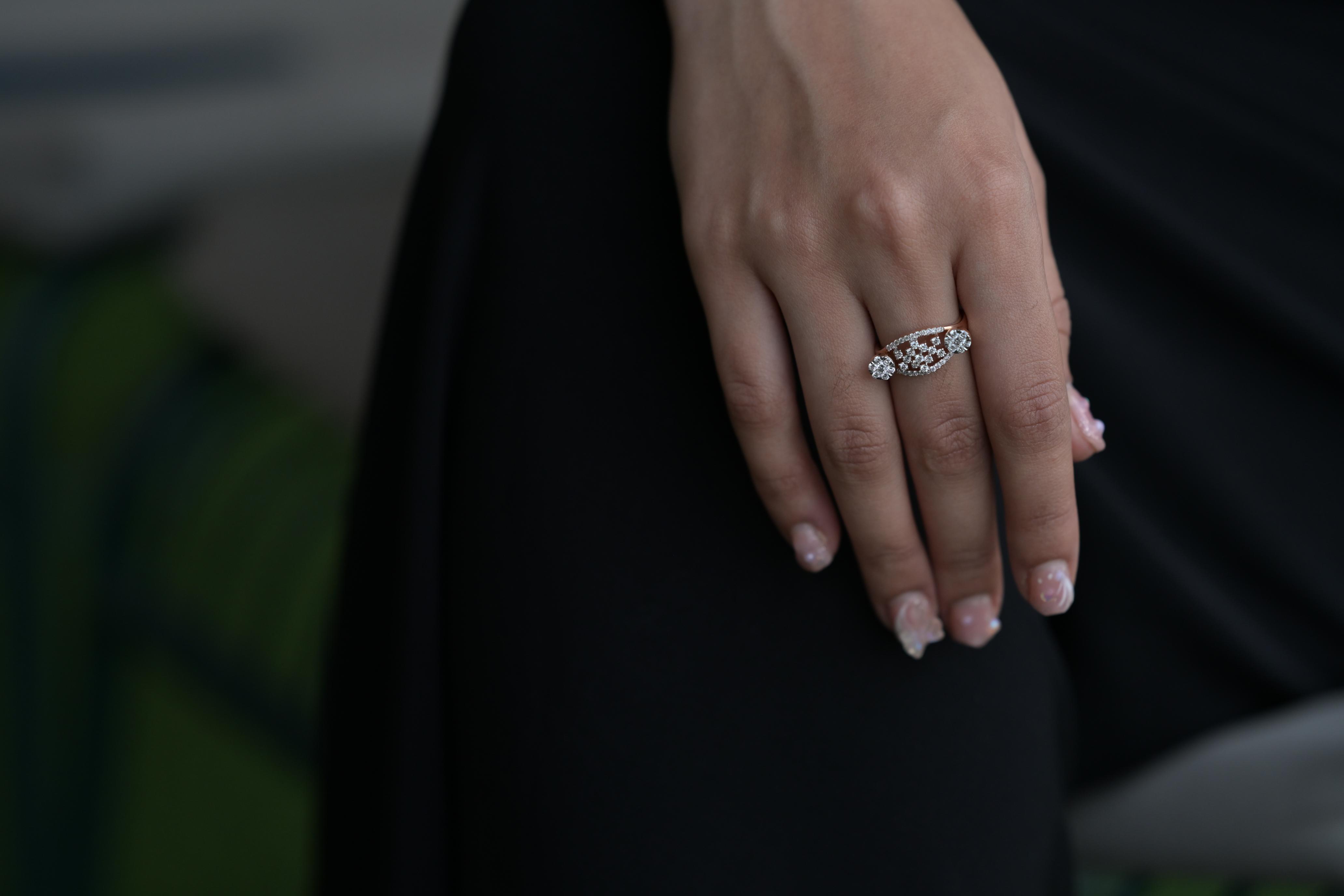 Luxury Intricate Diamond Cluster Gold Ring