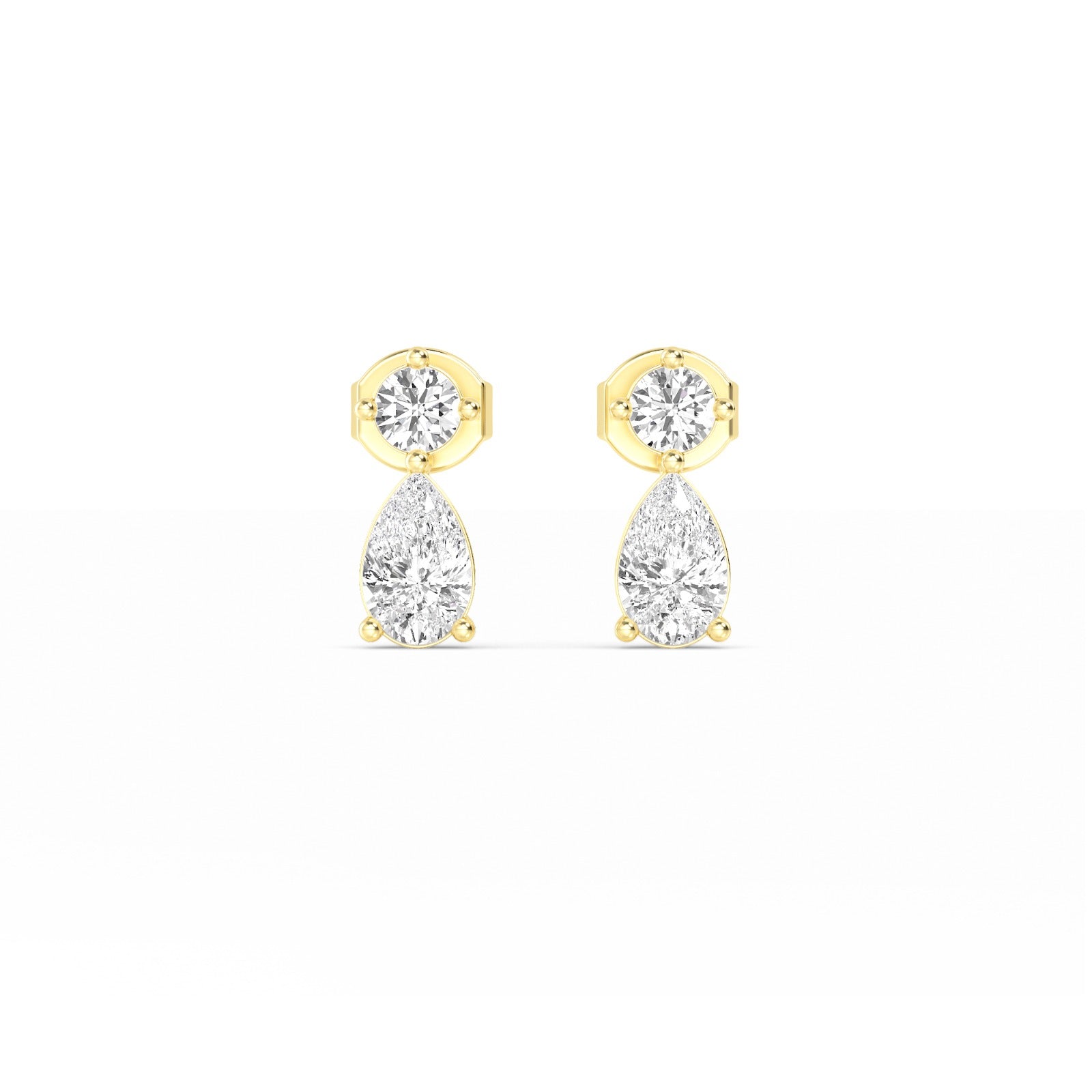 Diamond Teardrop Gold Studs